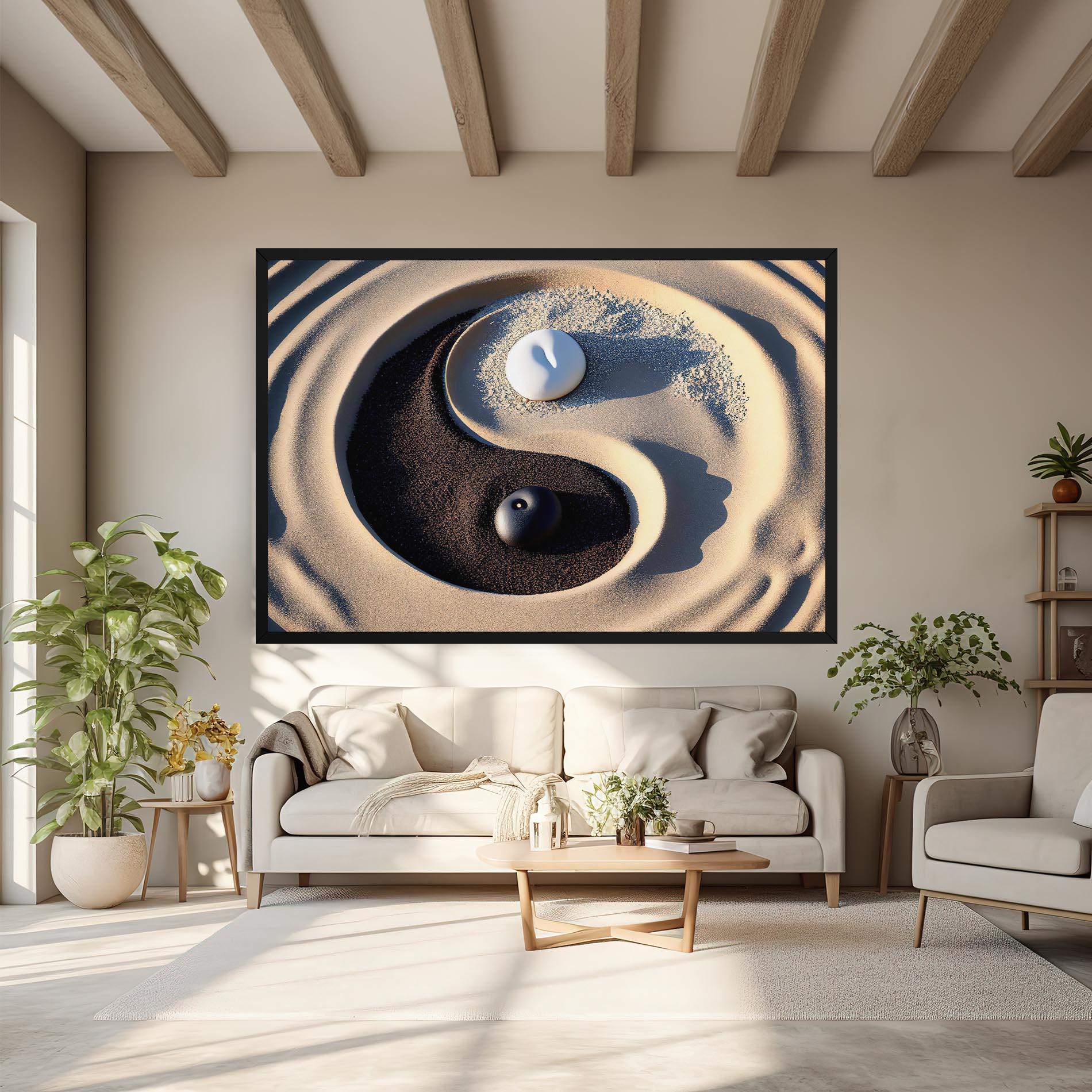 Картина на платно Black Sand Yinyang mockup 6