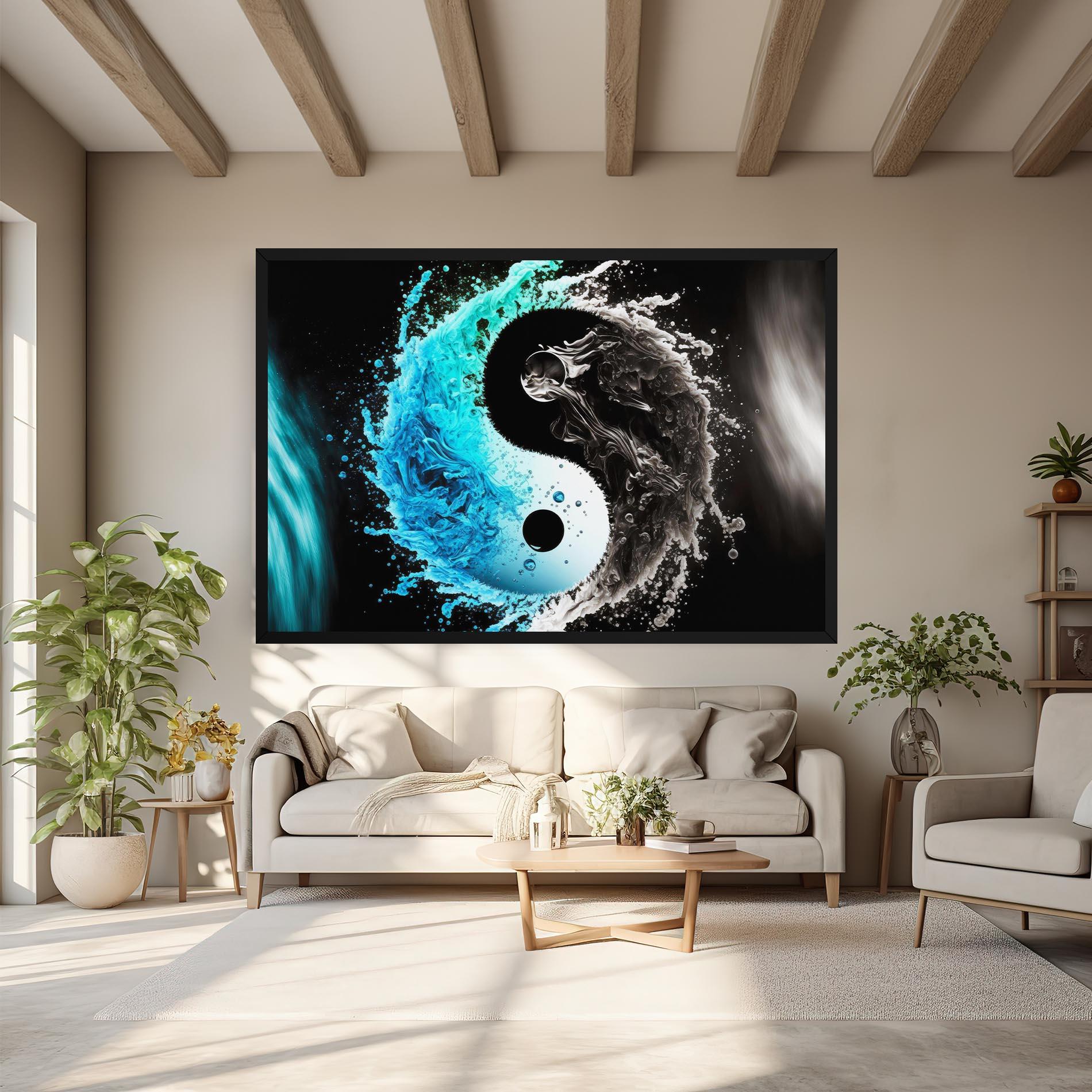 Картина на платно Blue Black Yinyang mockup 6