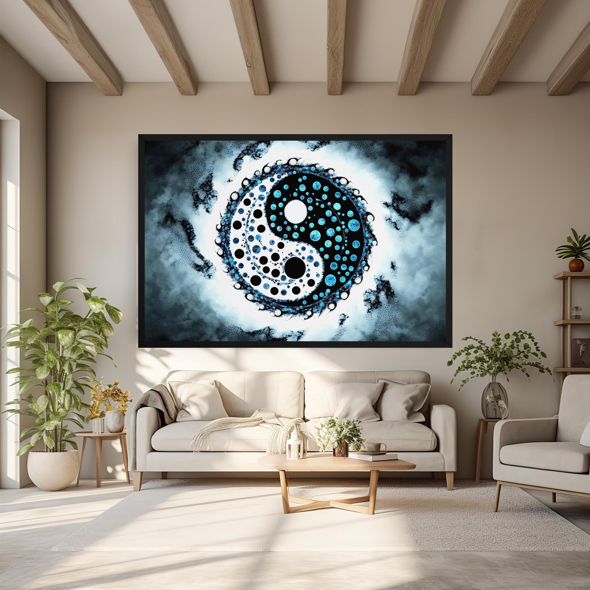 Картина на платно Blue White Yinyang mockup 6