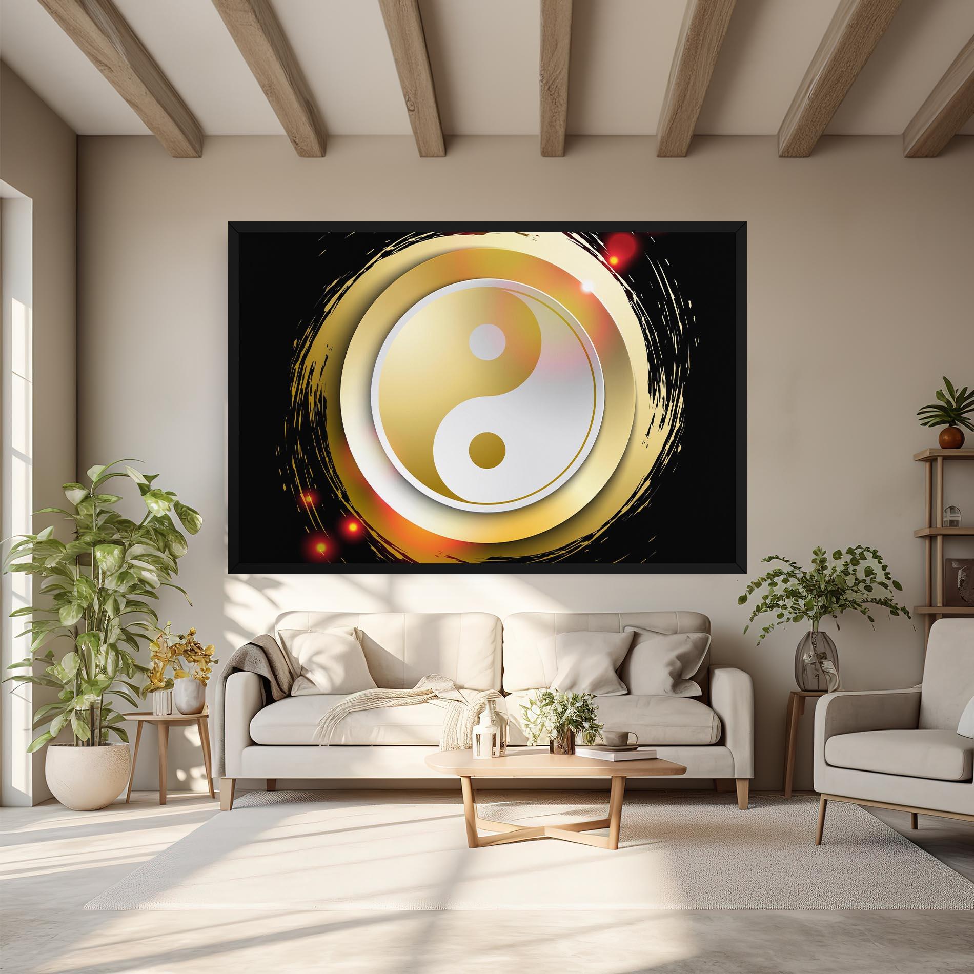 Картина на платно Gold Light Yinyang mockup 6