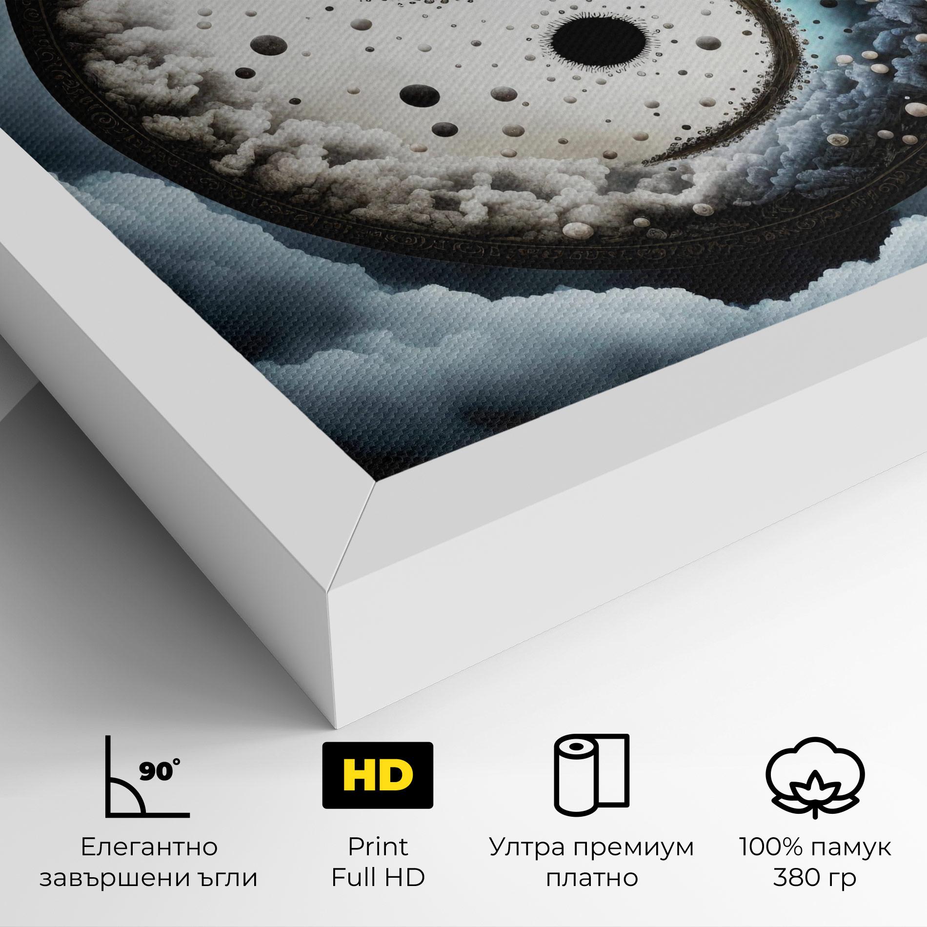 Картина на платно Black Blue Yinyang mockup 4