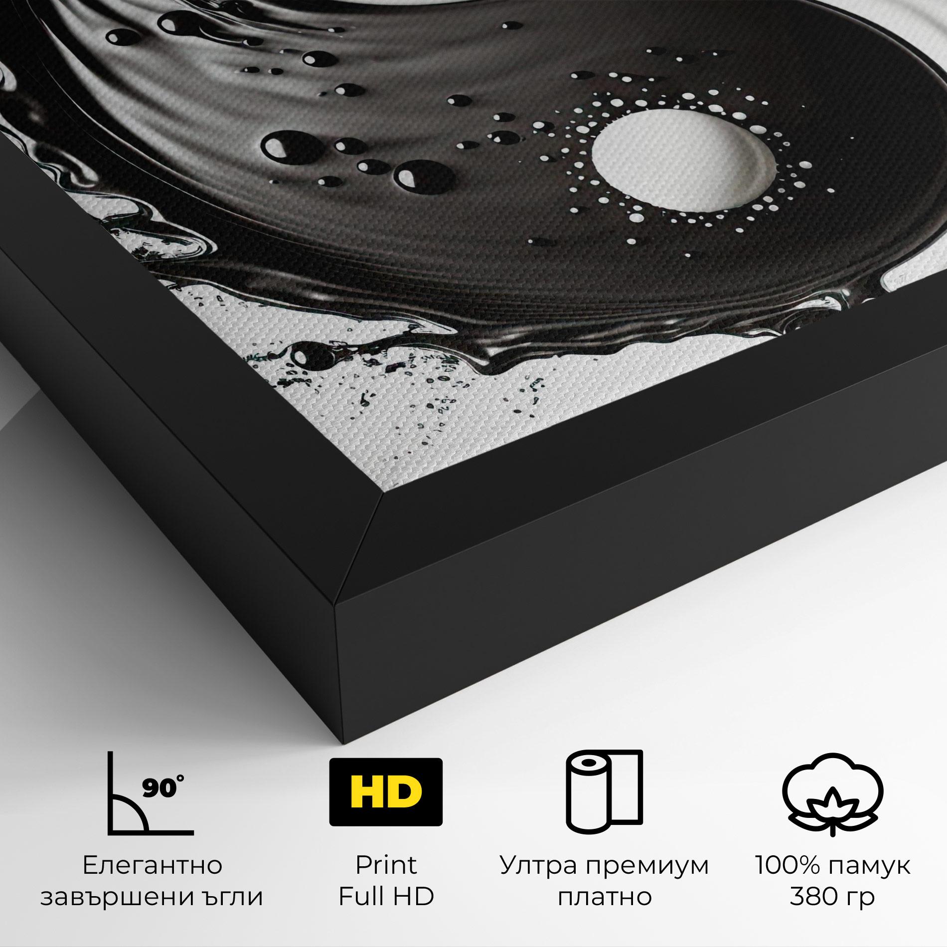 Картина на платно Black Liquid Yinyang mockup 4