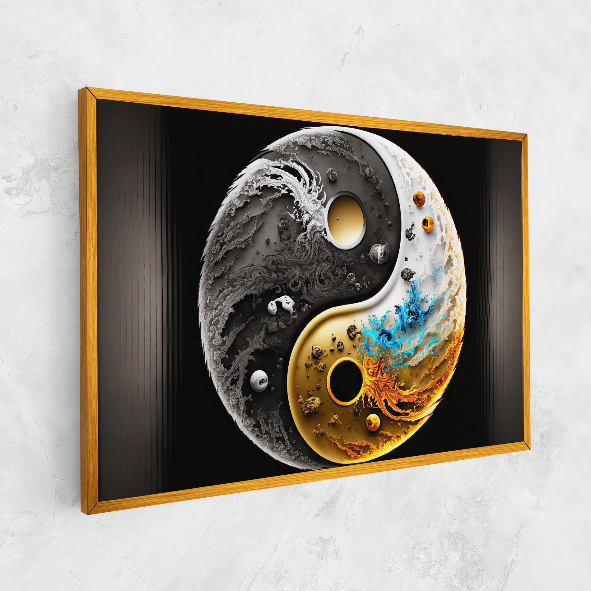 Картина на платно Black Yellow Yinyang mockup 1