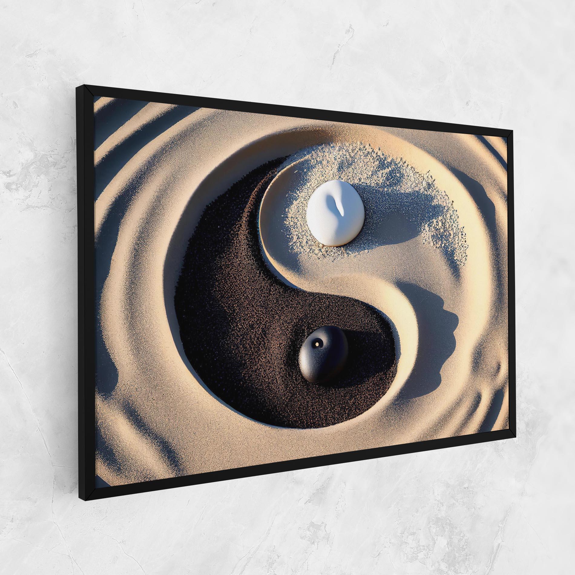 Картина на платно Black Sand Yinyang mockup 1