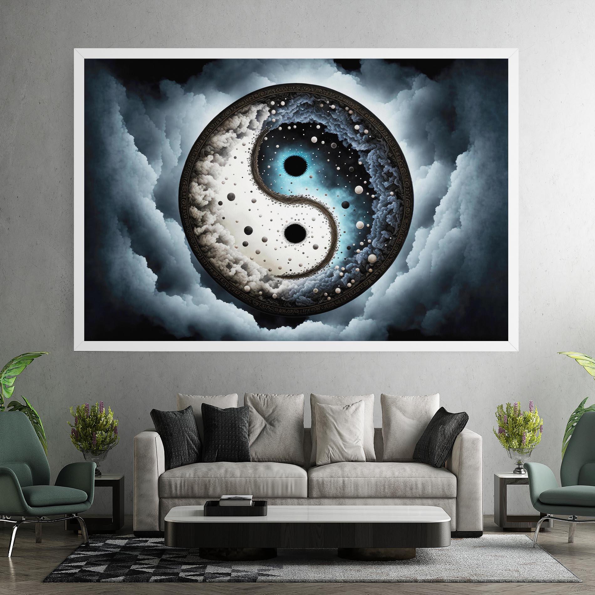 Картина на платно Black Blue Yinyang mockup 7