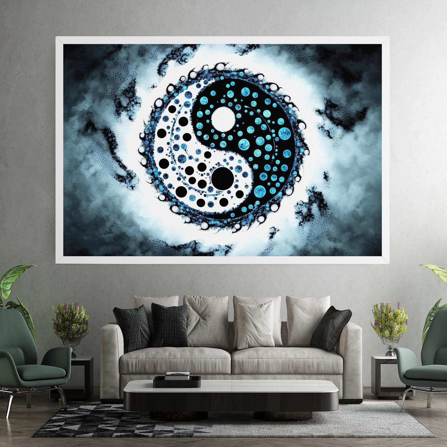 Картина на платно Blue White Yinyang mockup 7
