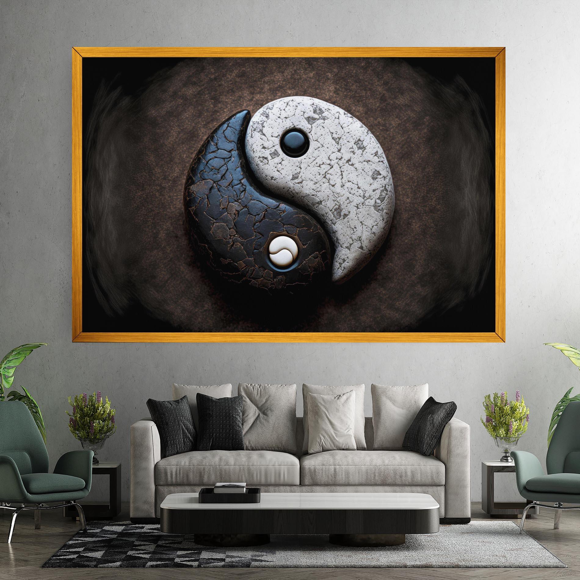Картина на платно Black Stone Yinyang mockup 7