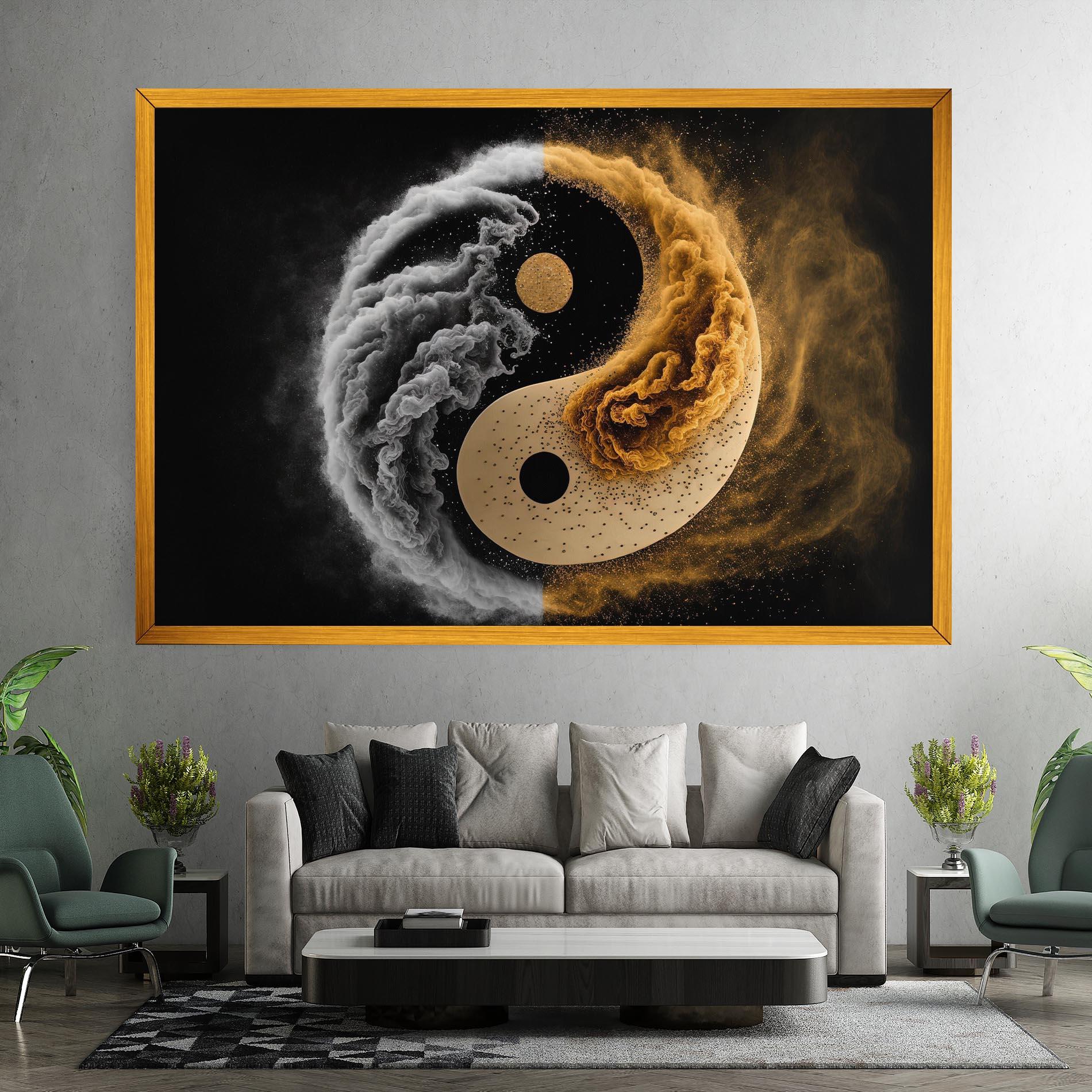 Картина на платно Cream Smoke Yinyang mockup 7