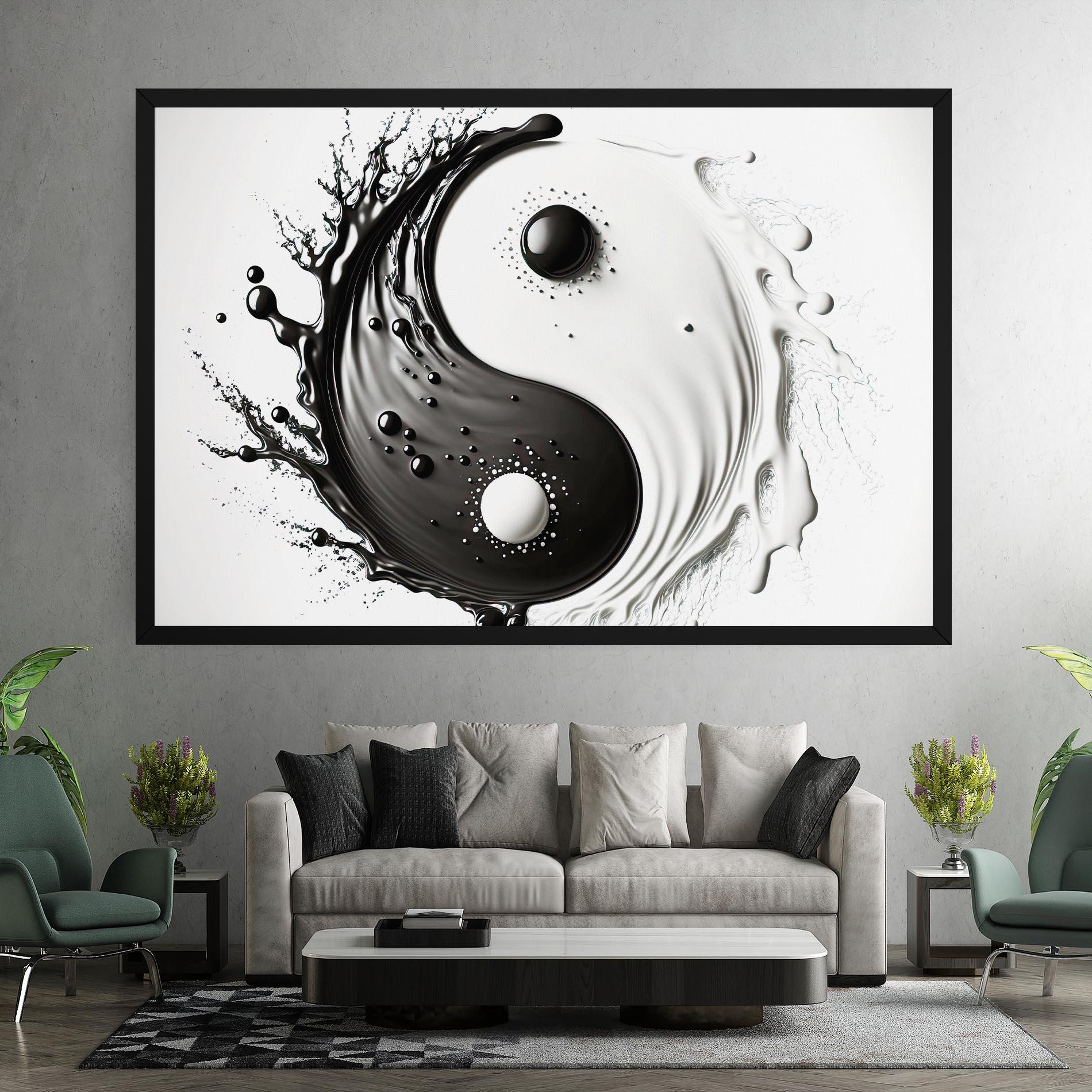 Картина на платно Black Liquid Yinyang mockup 7