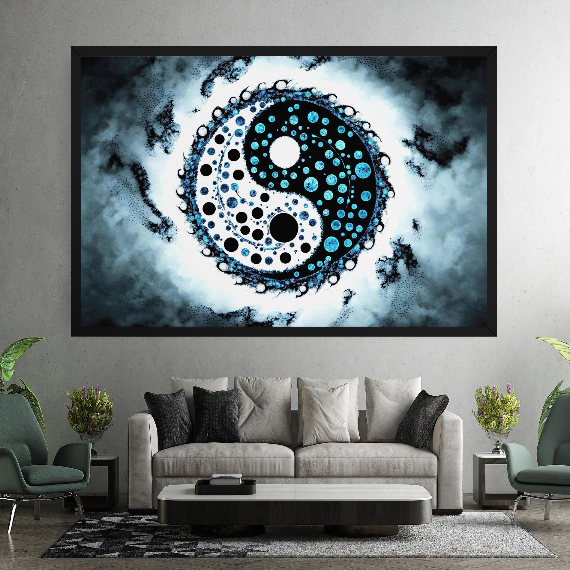 Картина на платно Blue White Yinyang mockup 7