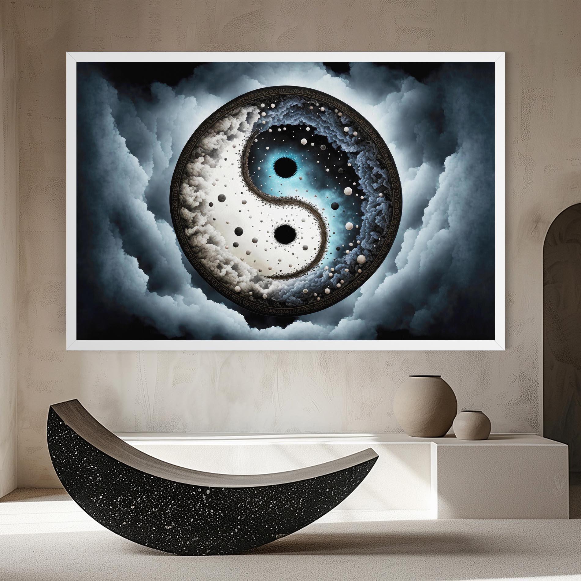 Картина на платно Black Blue Yinyang mockup 8