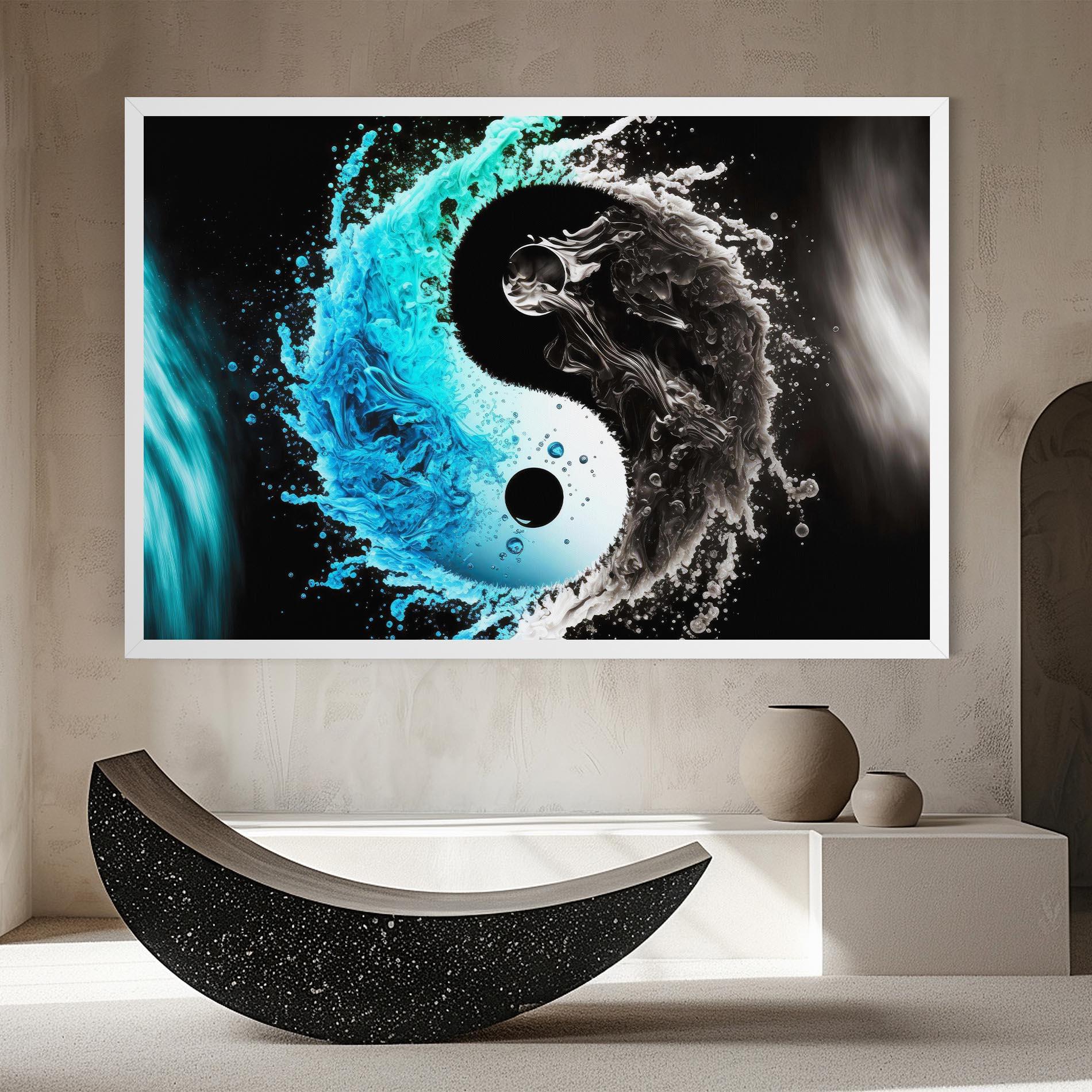 Картина на платно Blue Black Yinyang mockup 8
