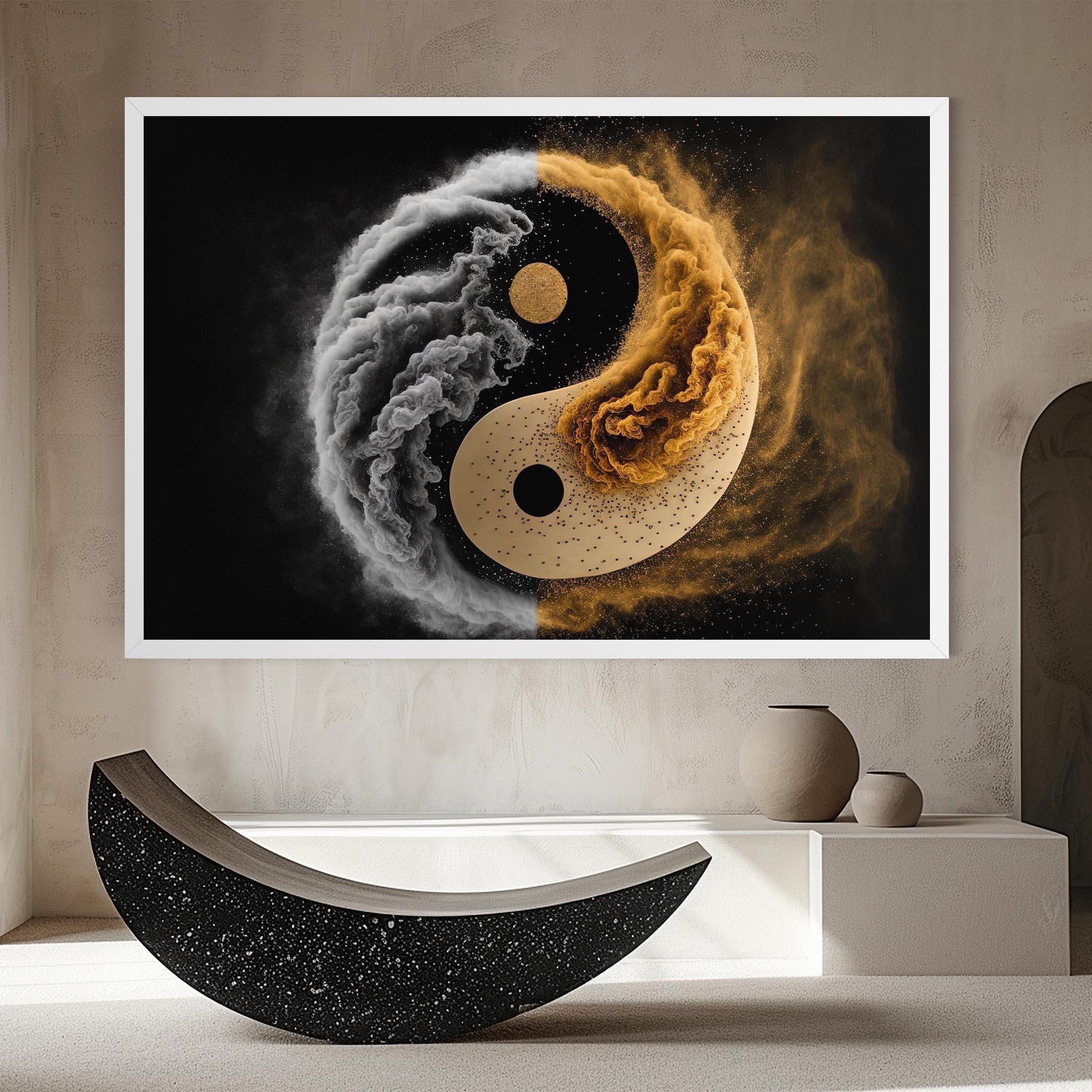 Картина на платно Cream Smoke Yinyang mockup 8