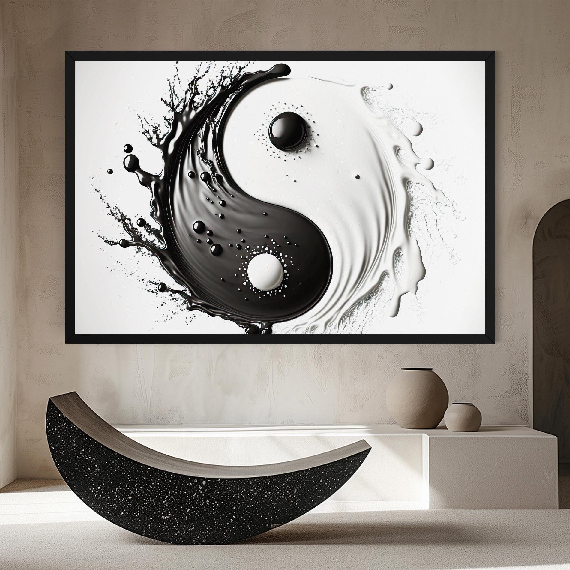 Картина на платно Black Liquid Yinyang mockup 8