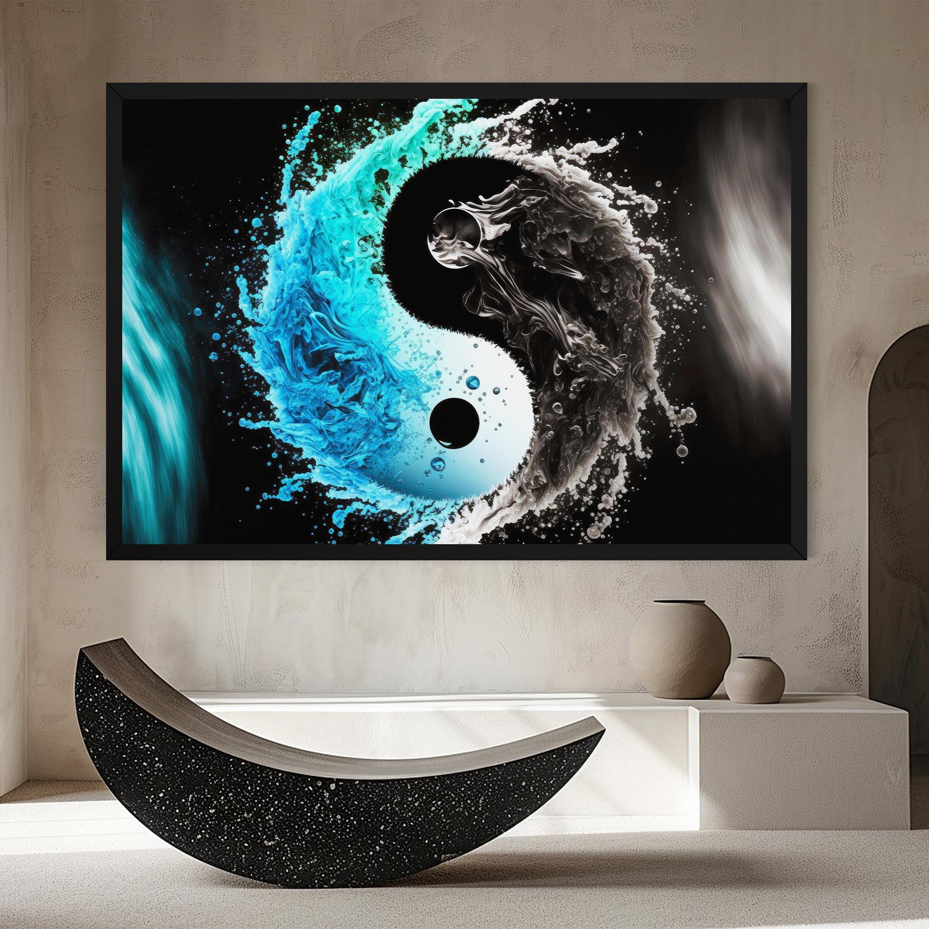 Картина на платно Blue Black Yinyang mockup 8