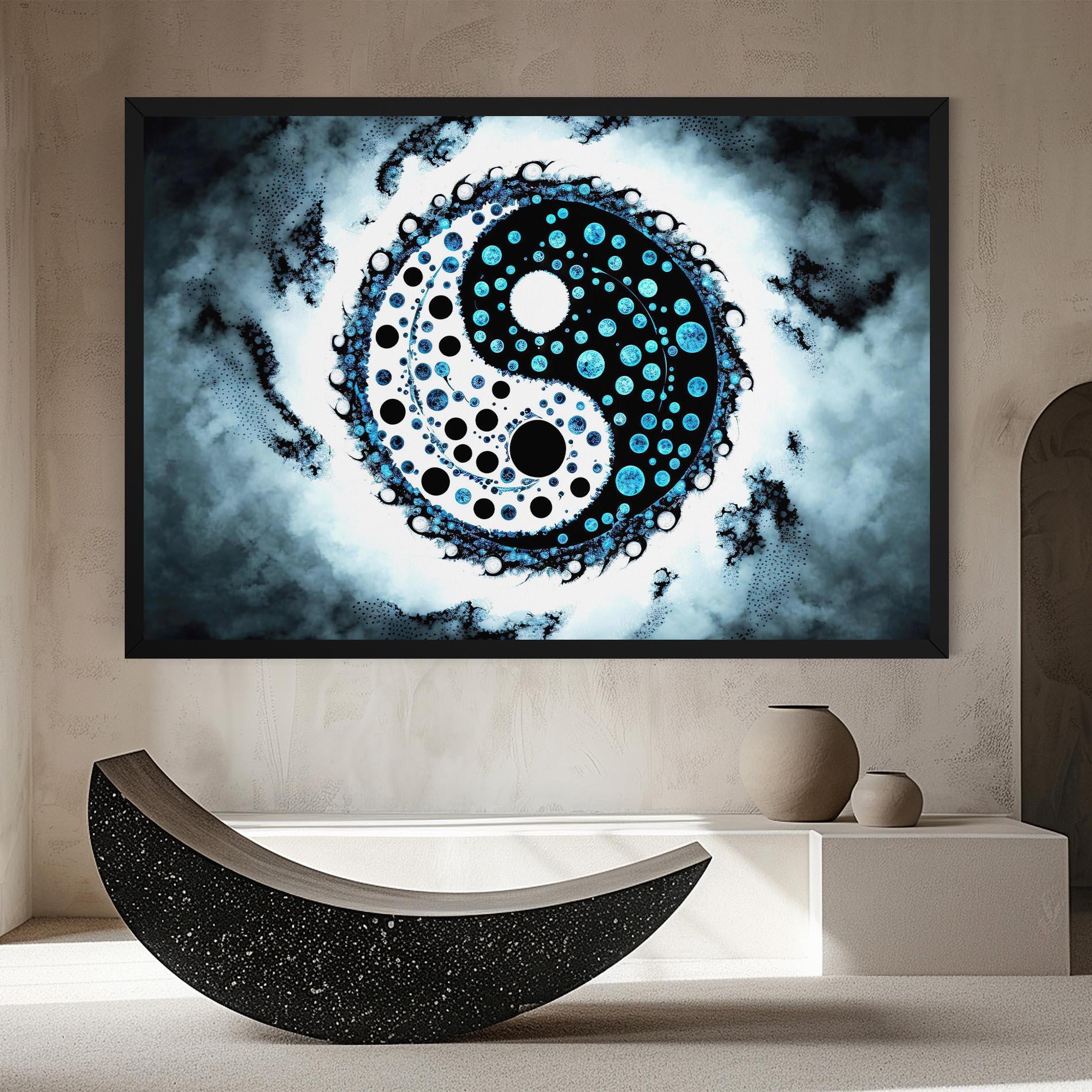 Картина на платно Blue White Yinyang mockup 8