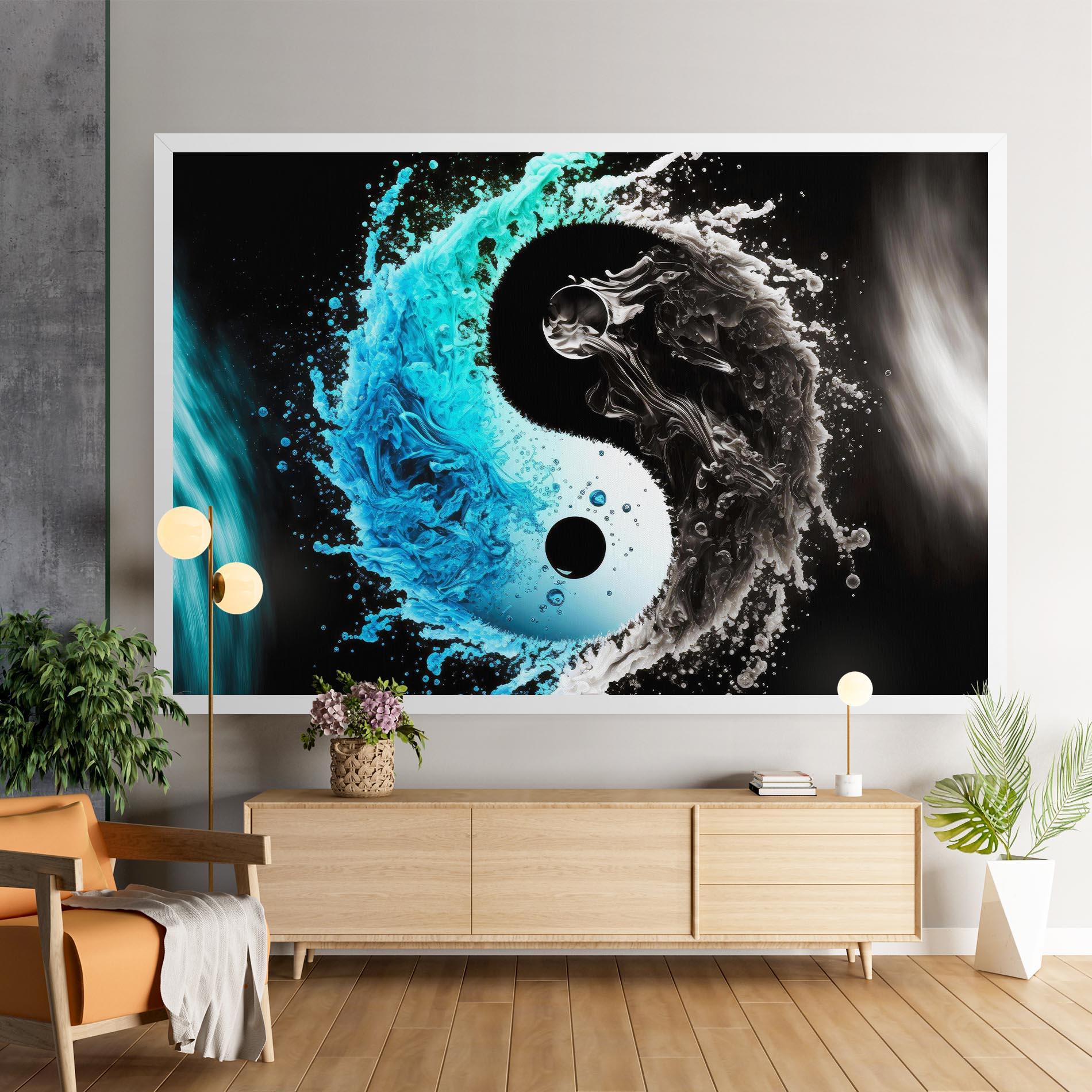 Картина на платно Blue Black Yinyang mockup 9