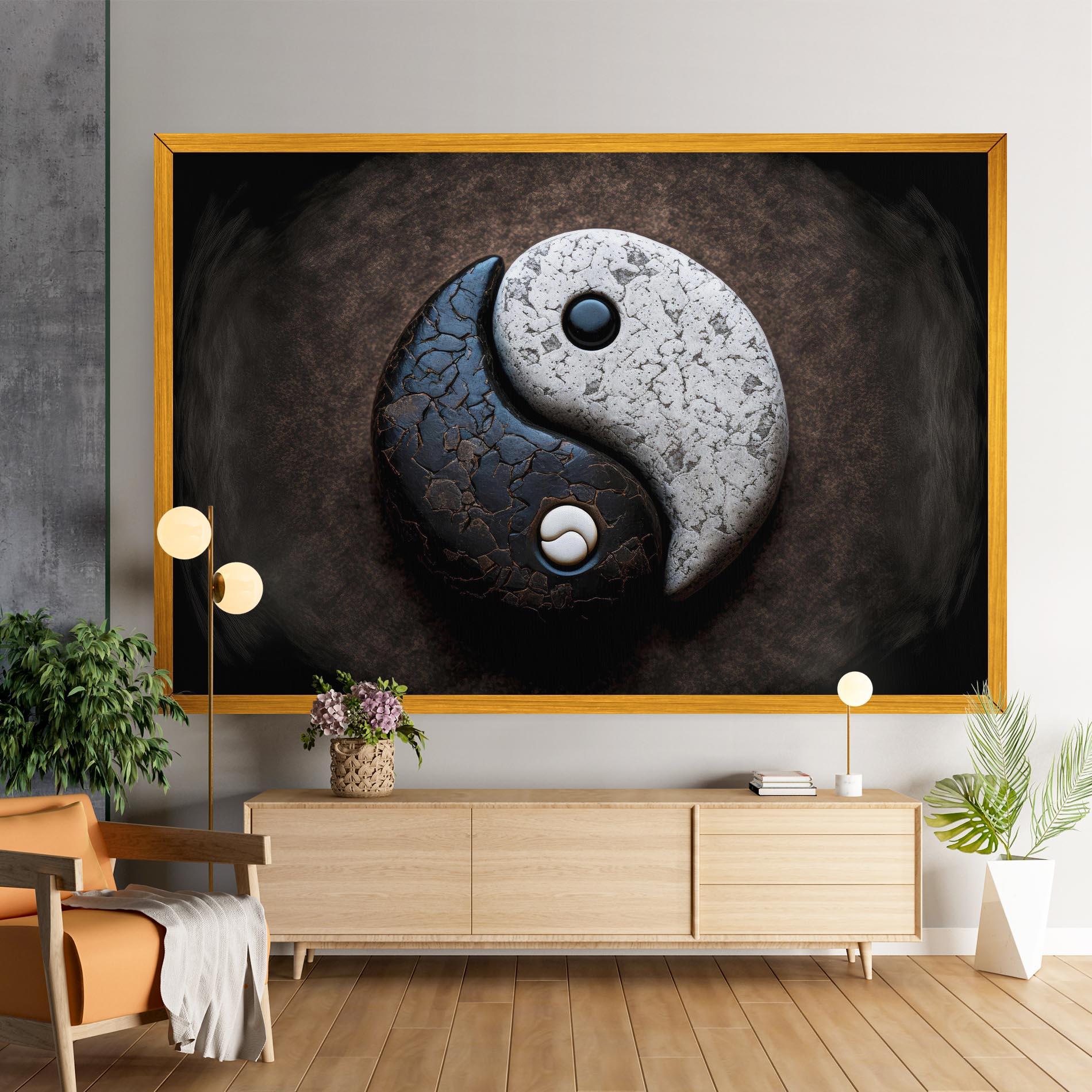 Картина на платно Black Stone Yinyang mockup 9