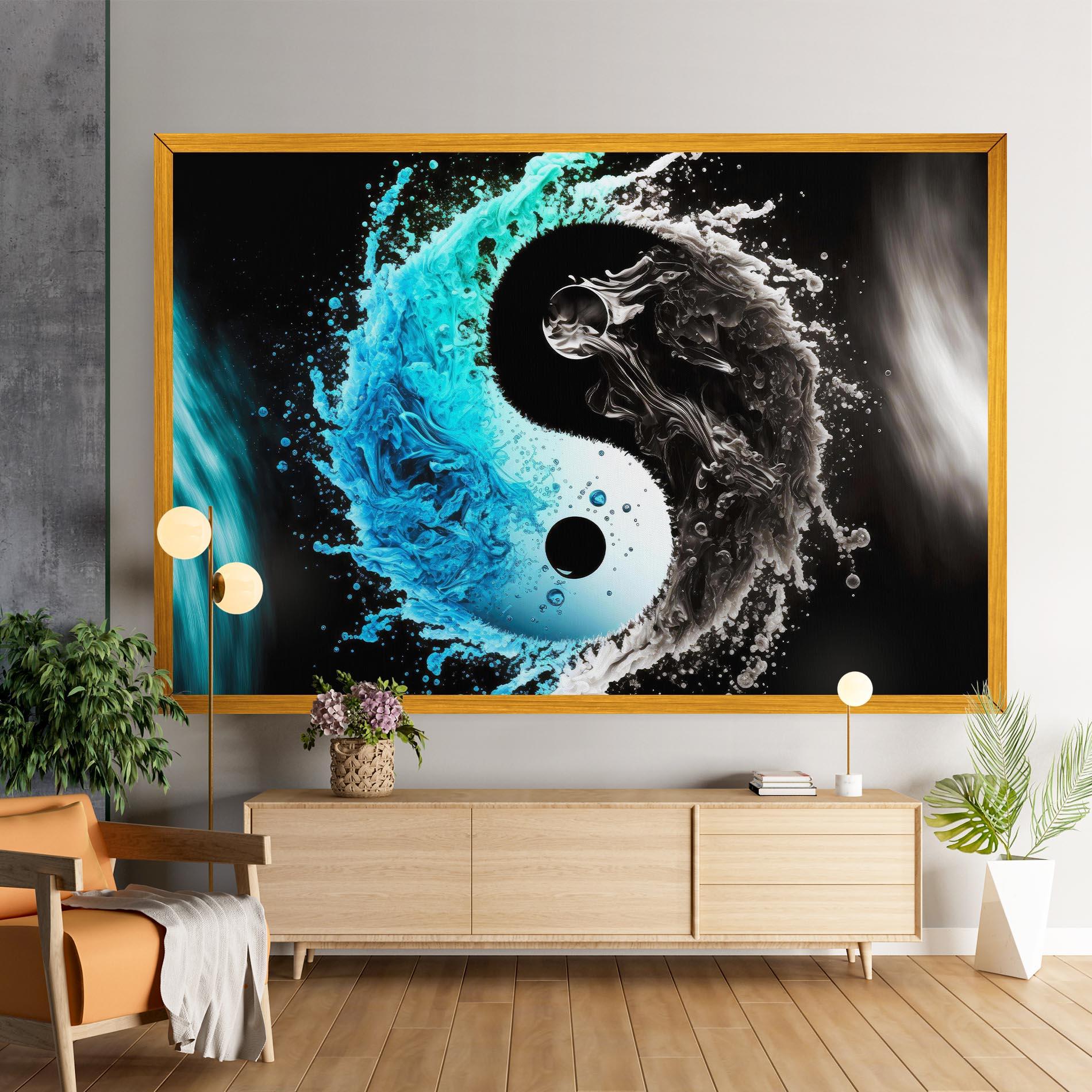 Картина на платно Blue Black Yinyang mockup 9