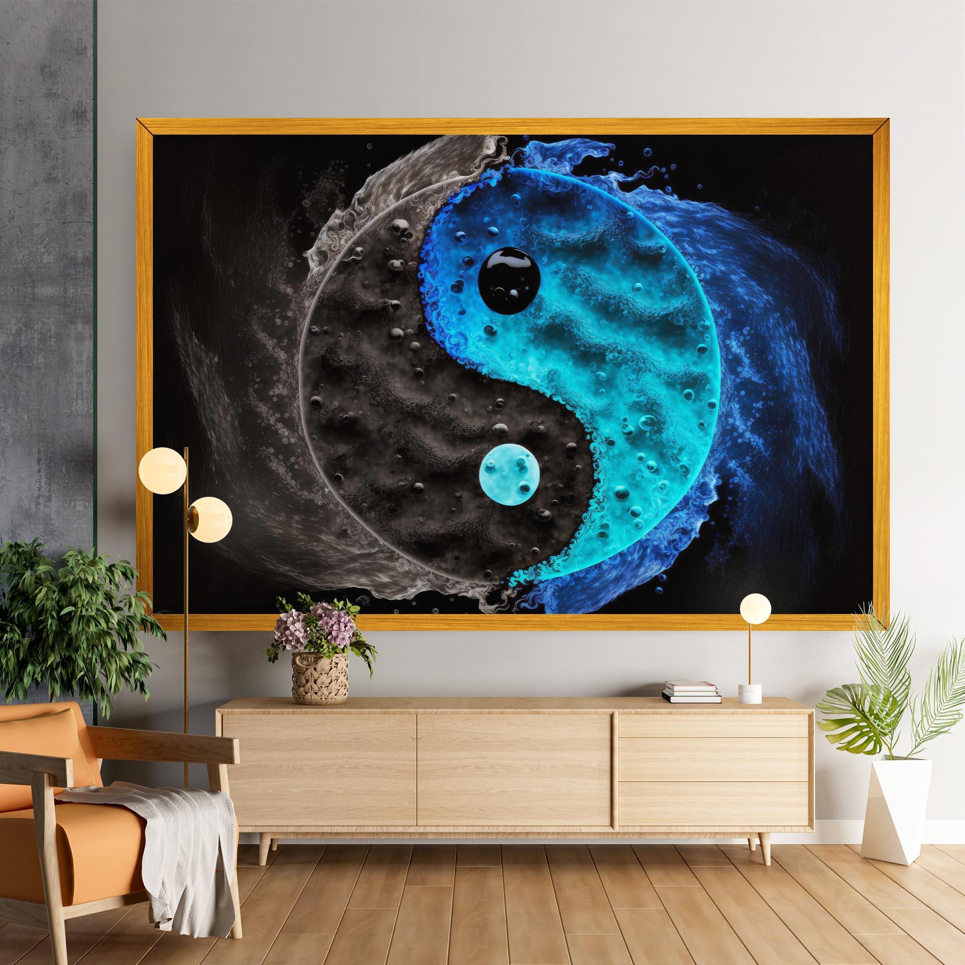 Картина на платно Blue Water Yinyang mockup 9