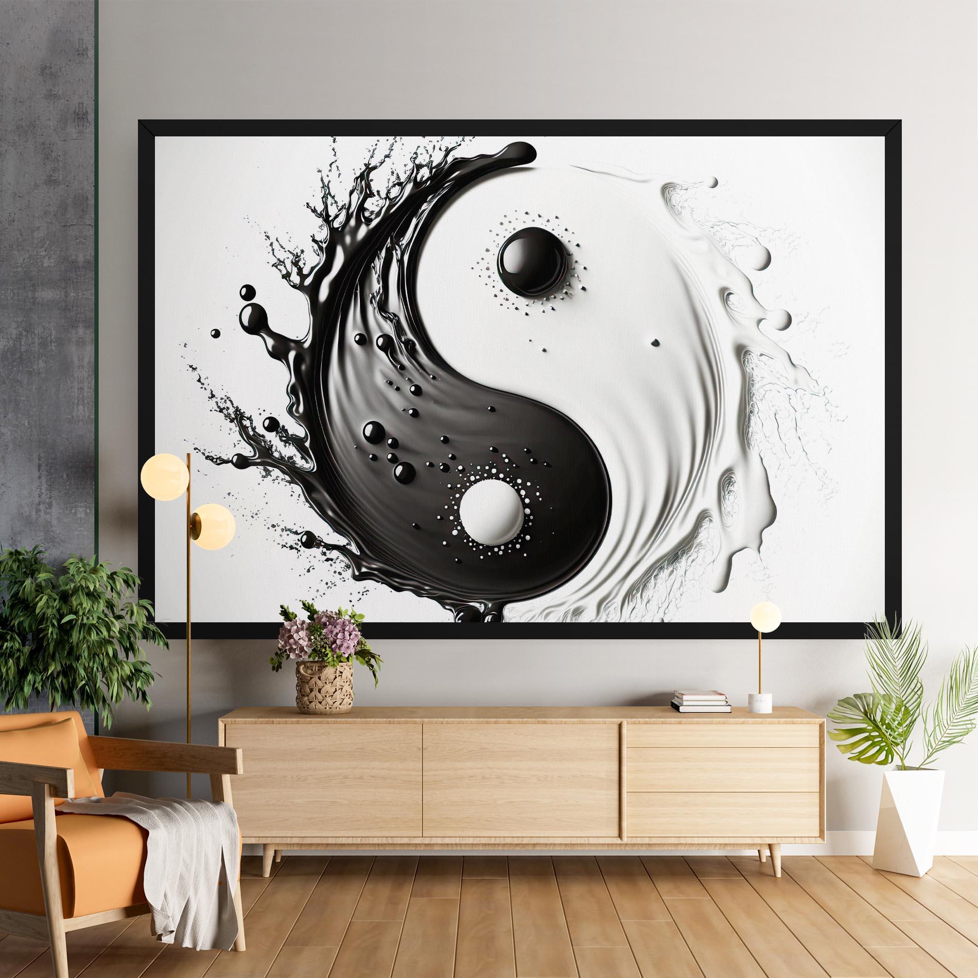 Картина на платно Black Liquid Yinyang mockup 9