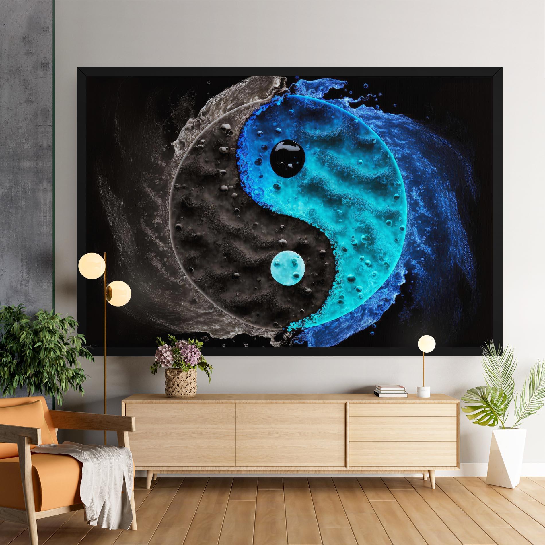 Картина на платно Blue Water Yinyang mockup 9