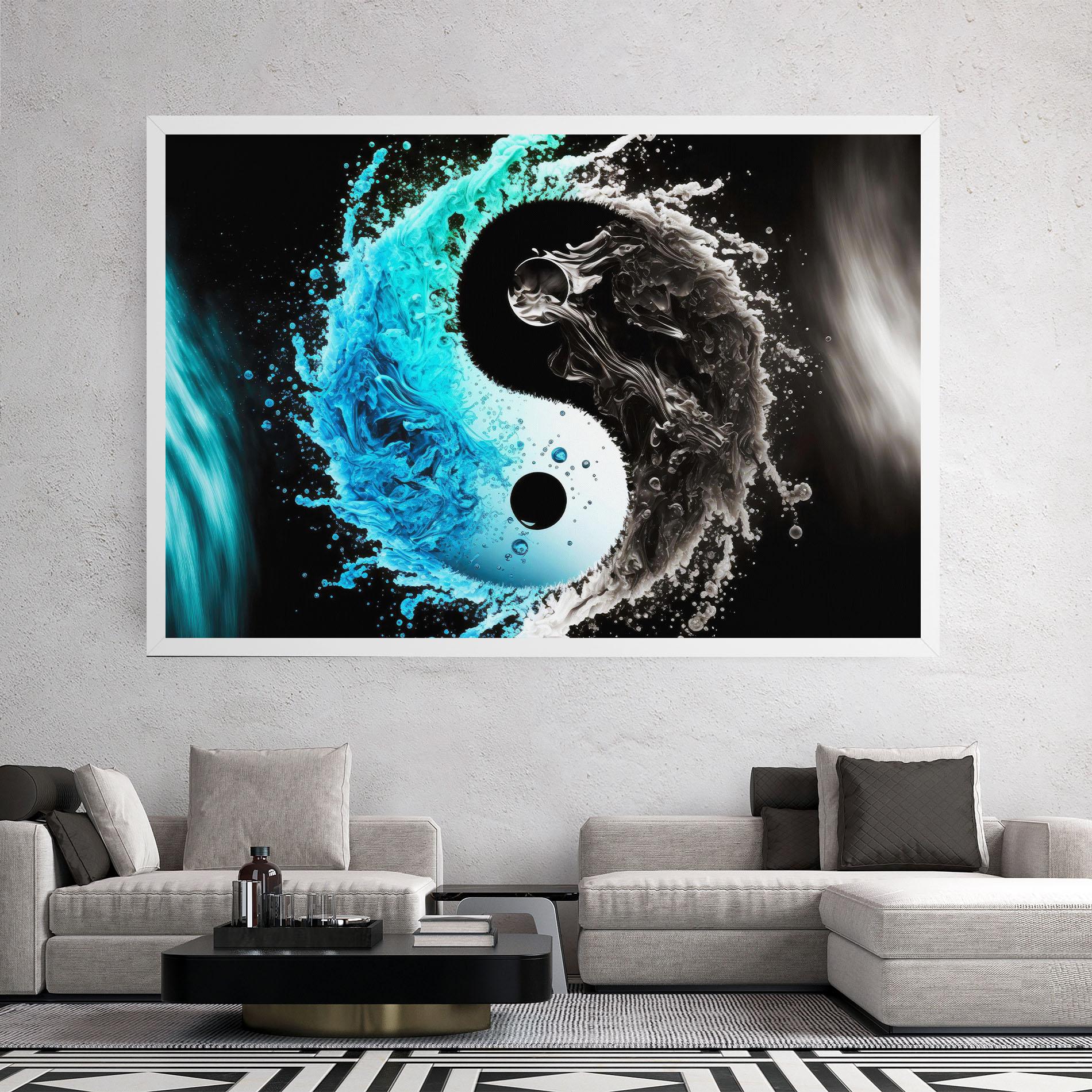 Картина на платно Blue Black Yinyang mockup 2