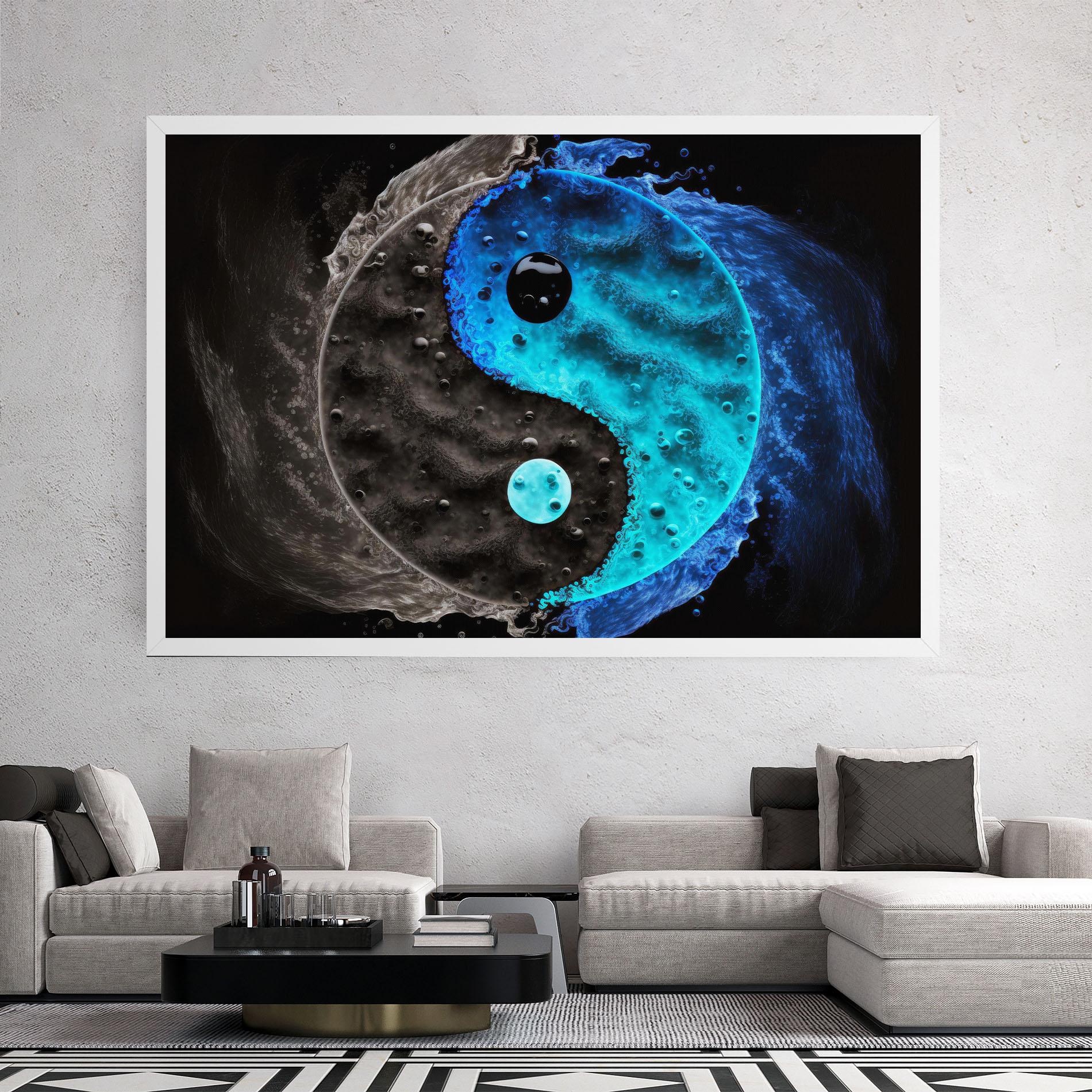 Картина на платно Blue Water Yinyang mockup 2