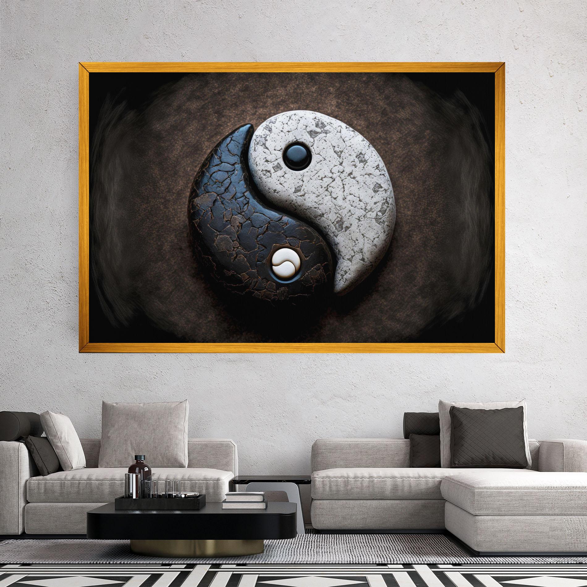 Картина на платно Black Stone Yinyang mockup 2