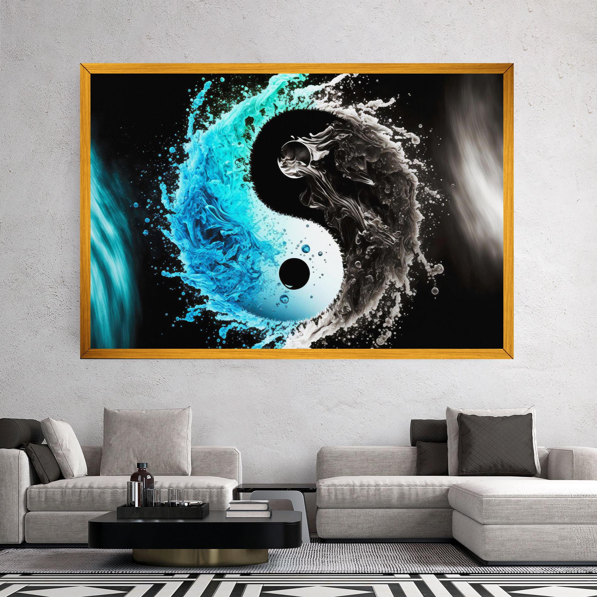 Картина на платно Blue Black Yinyang mockup 2
