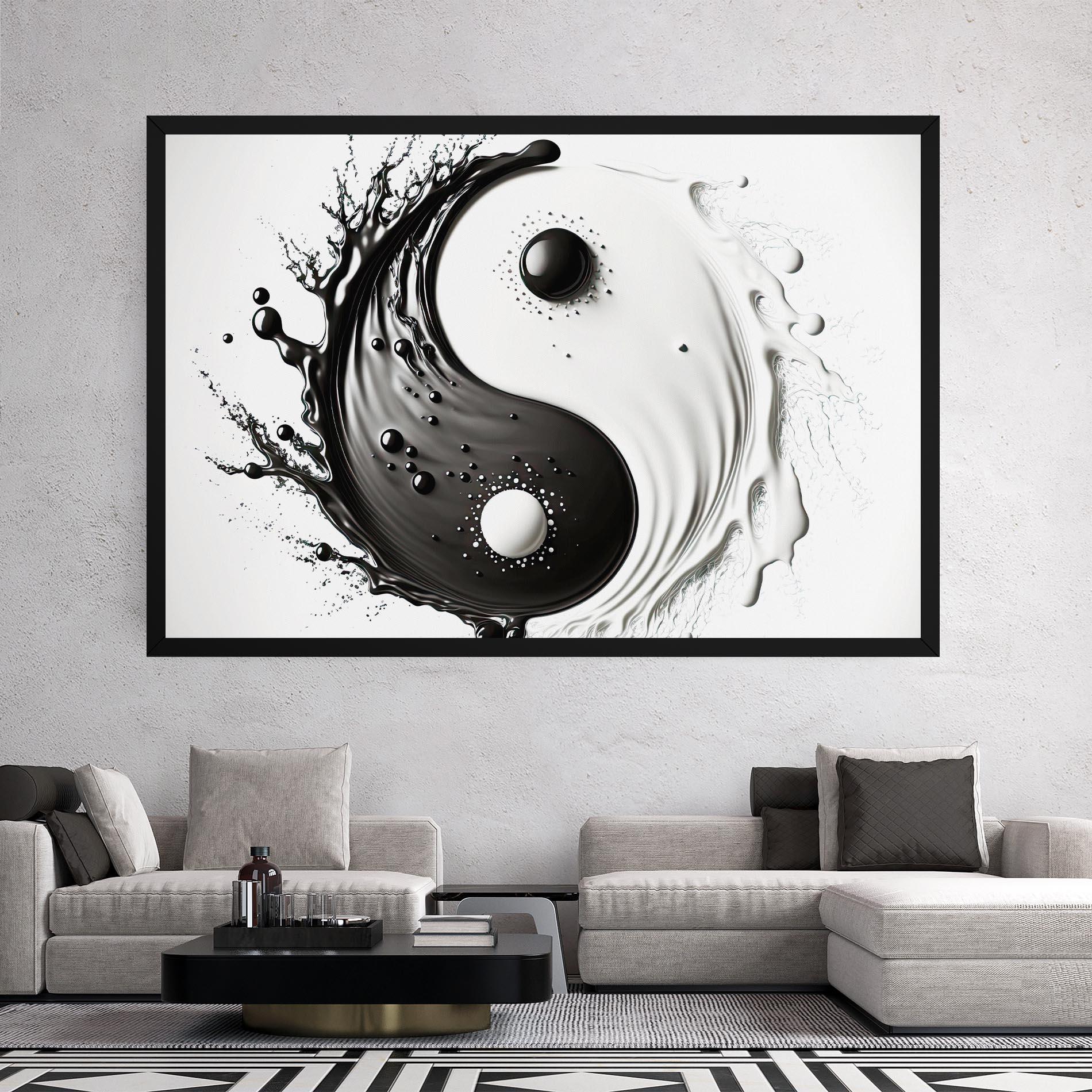 Картина на платно Black Liquid Yinyang mockup 2