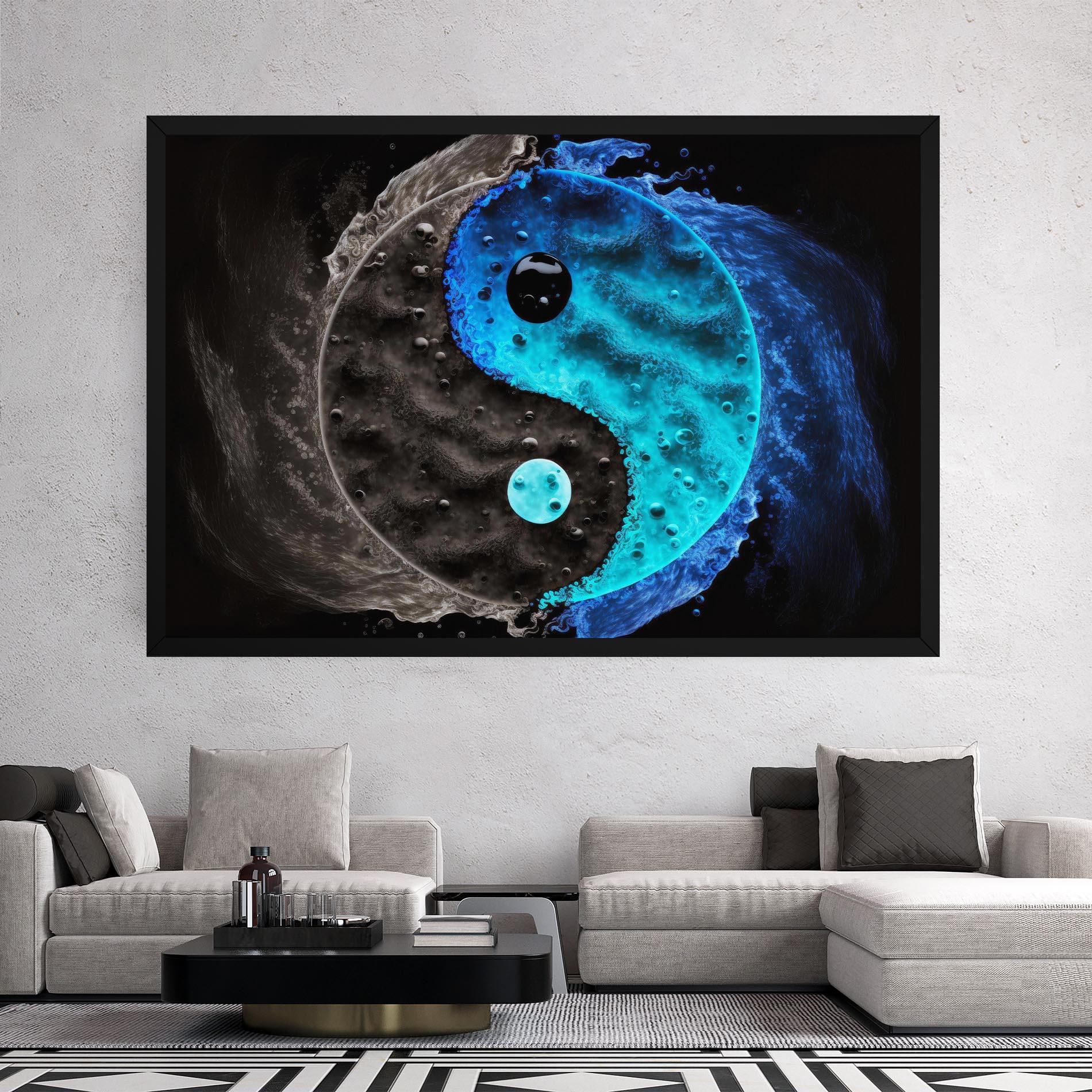 Картина на платно Blue Water Yinyang mockup 2