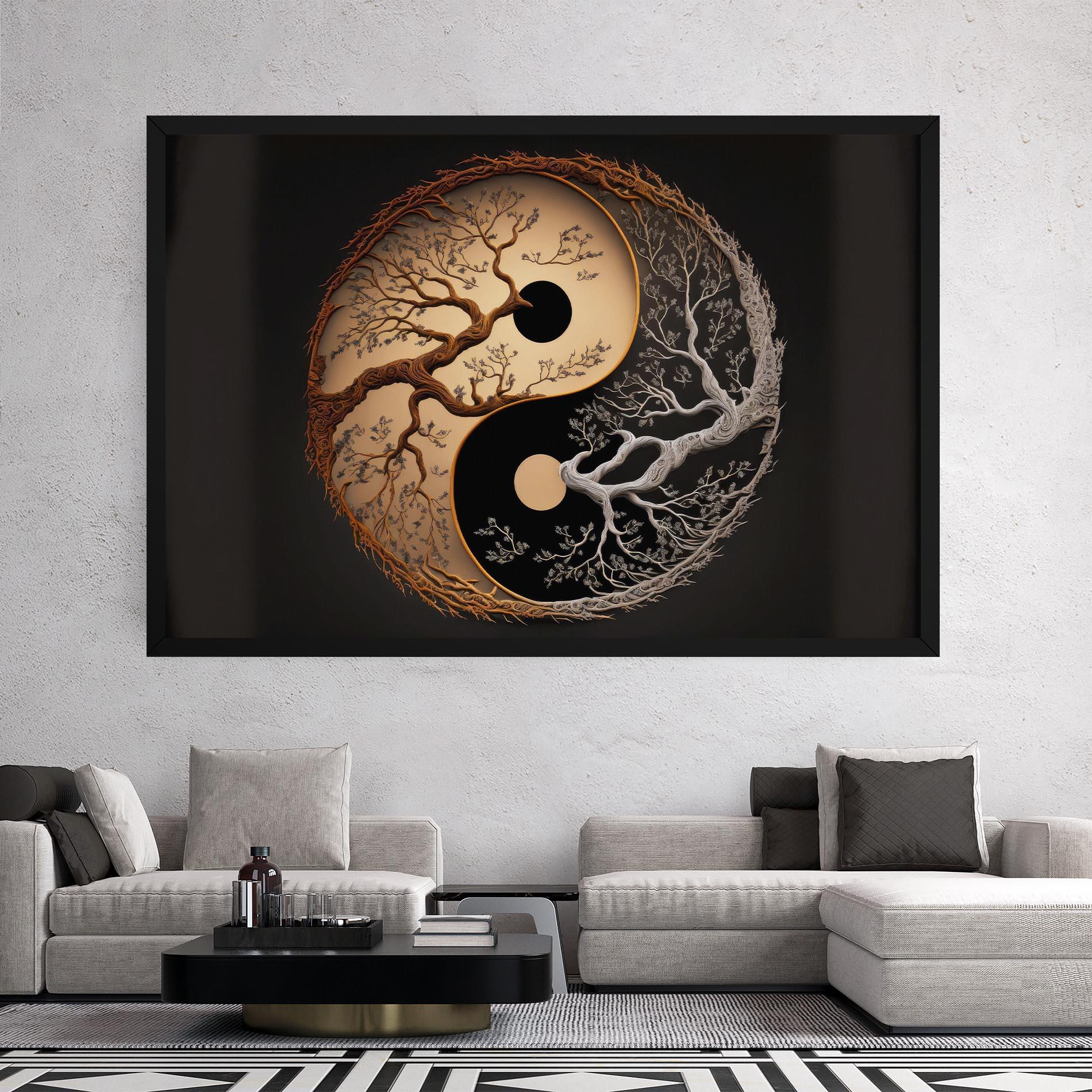 Картина на платно Old Tree Yinyang mockup 2