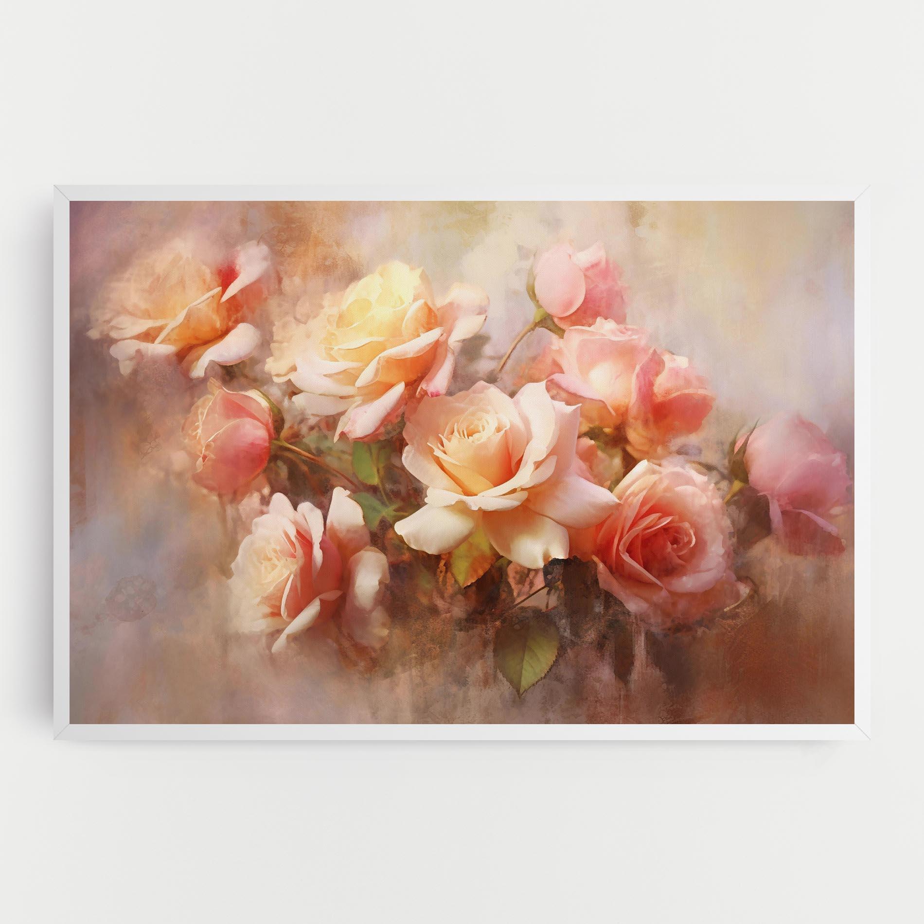 Картина на платно Roses Bouquet Painting mockup 0