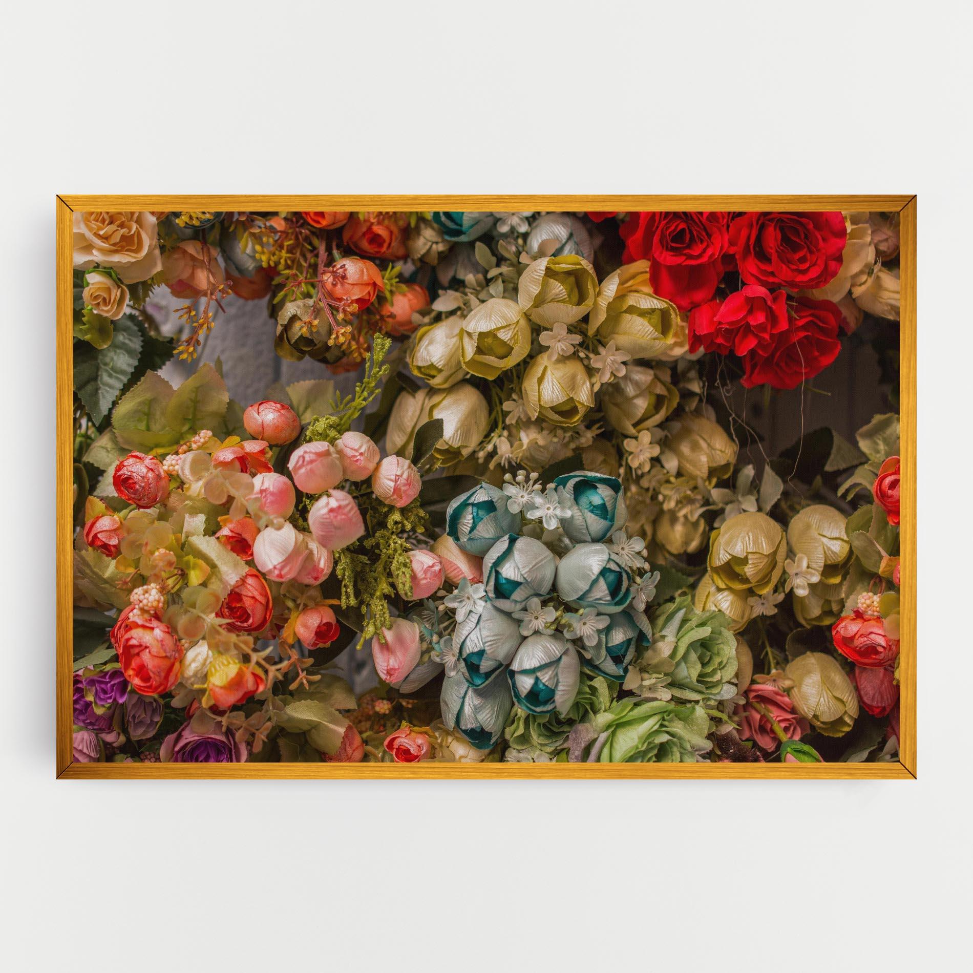 Картина на платно Fake Flowers Wall mockup 0