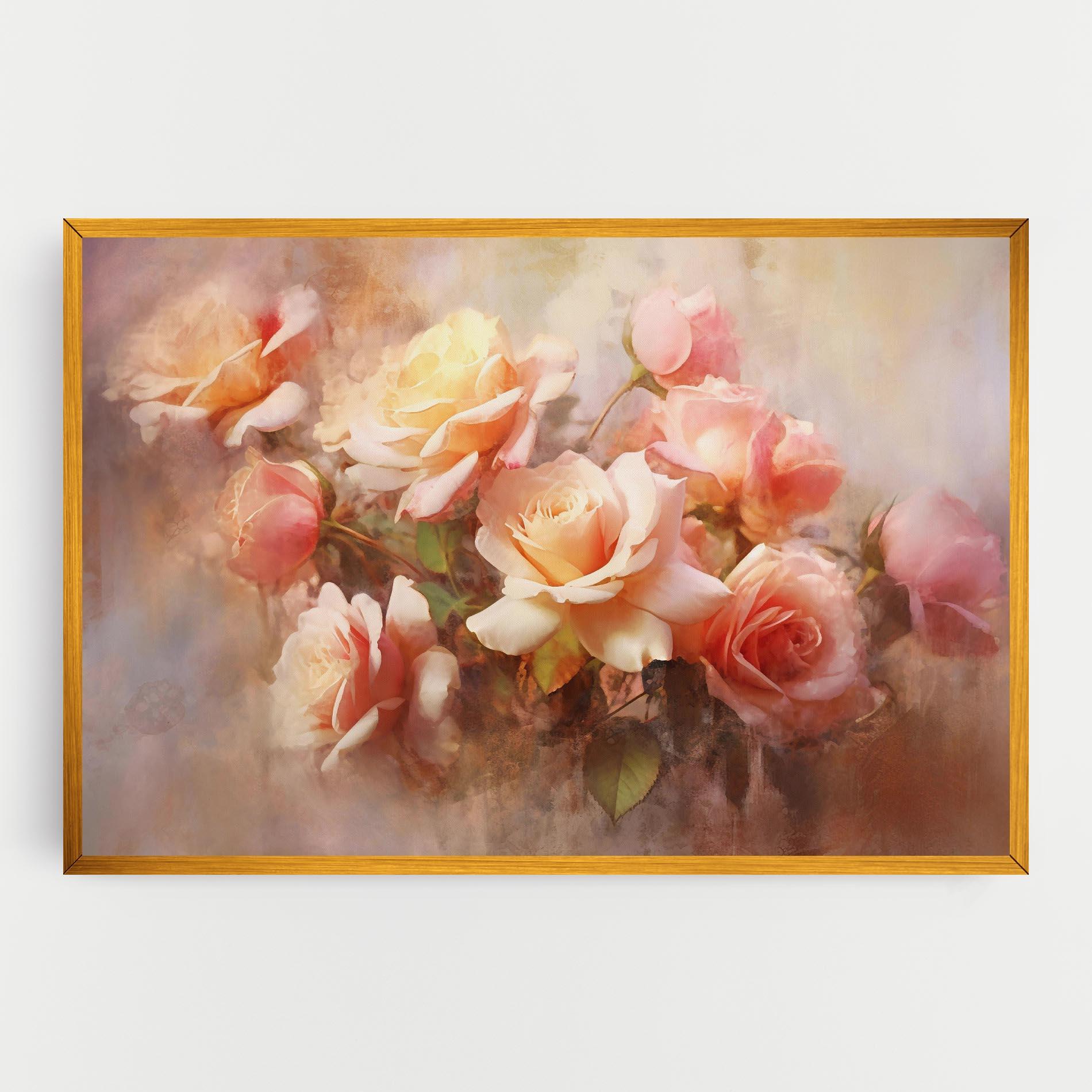 Картина на платно Roses Bouquet Painting mockup 0