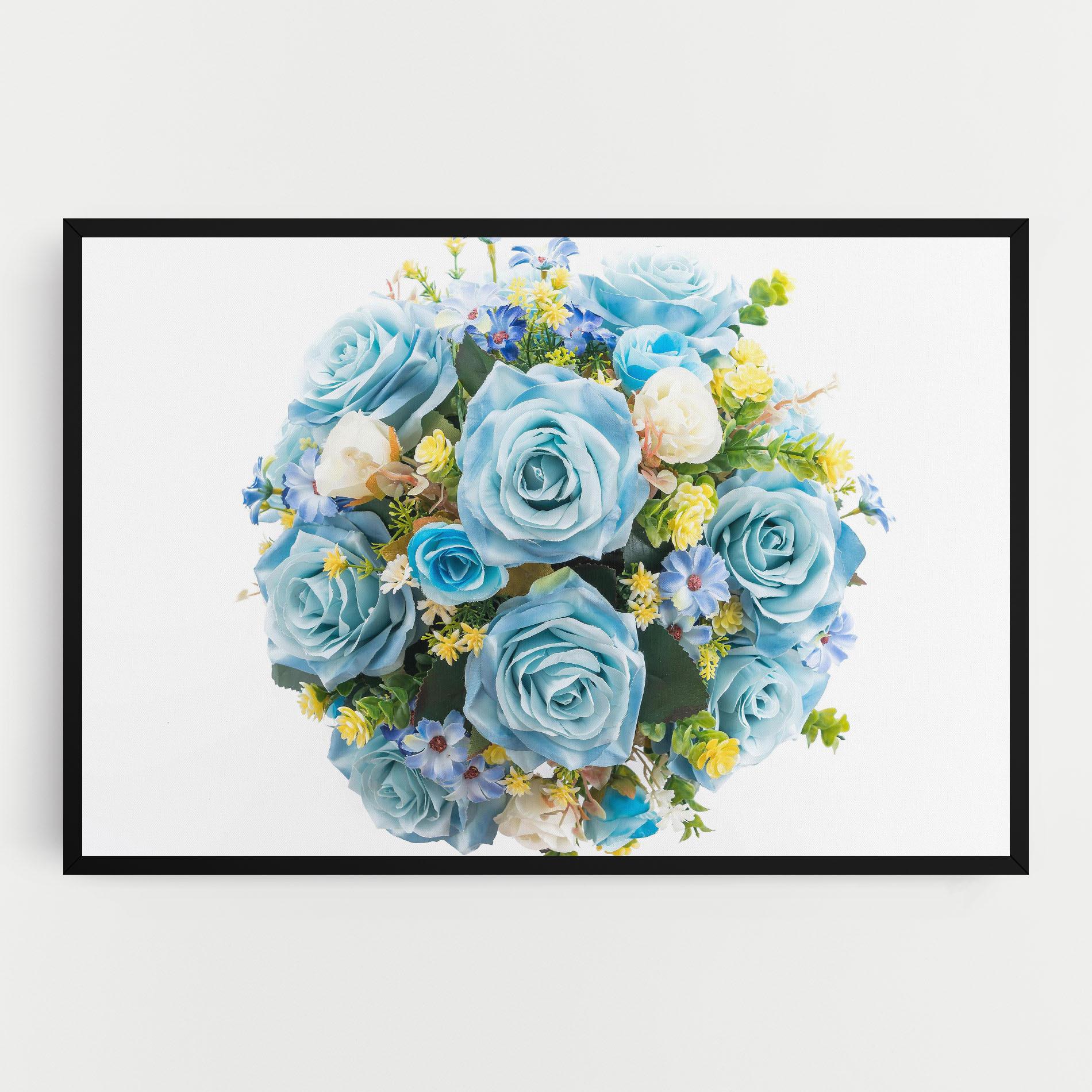 Картина на платно Blue Roses Bouquet mockup 0