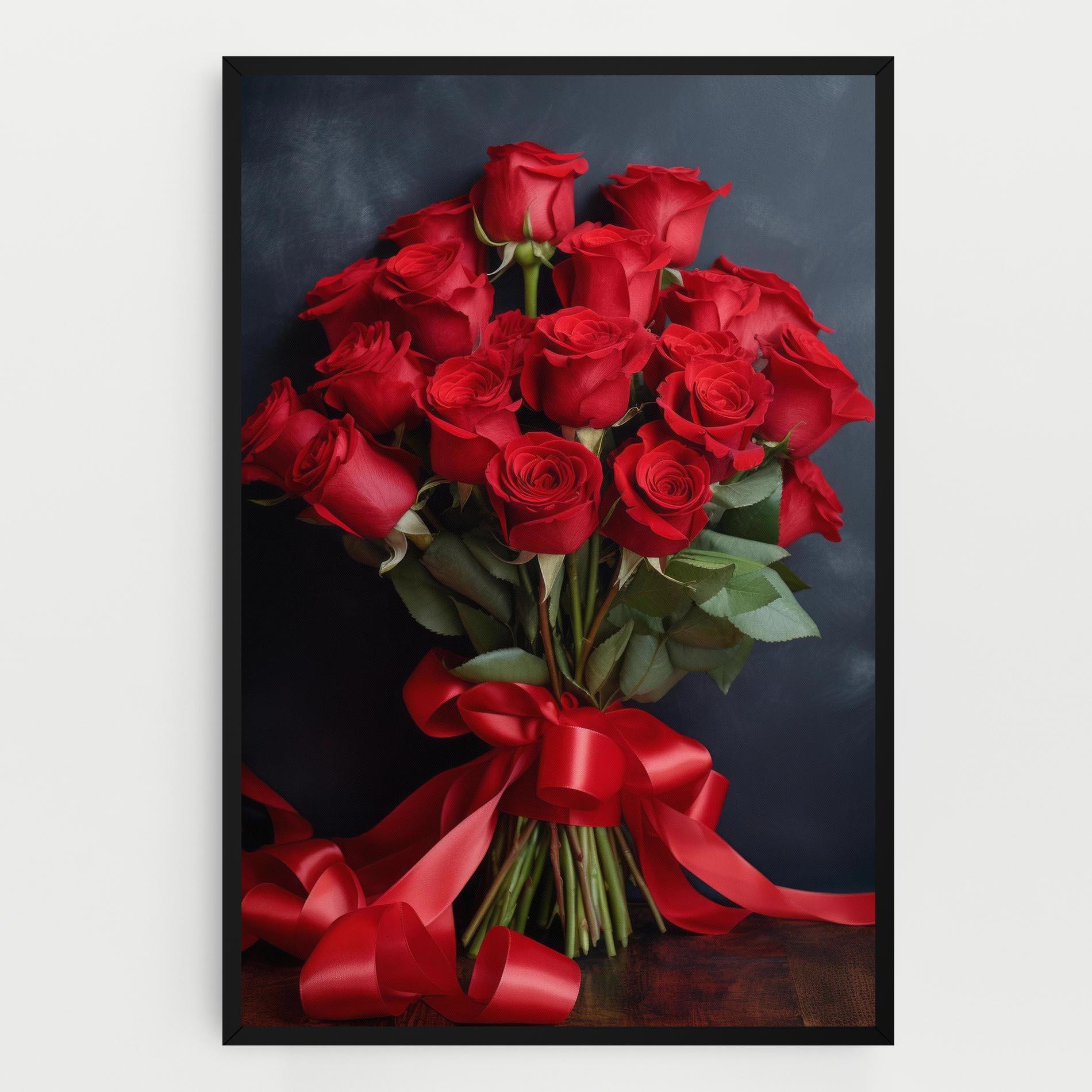 Картина на платно Beautiful Red Roses Bouquet mockup 0