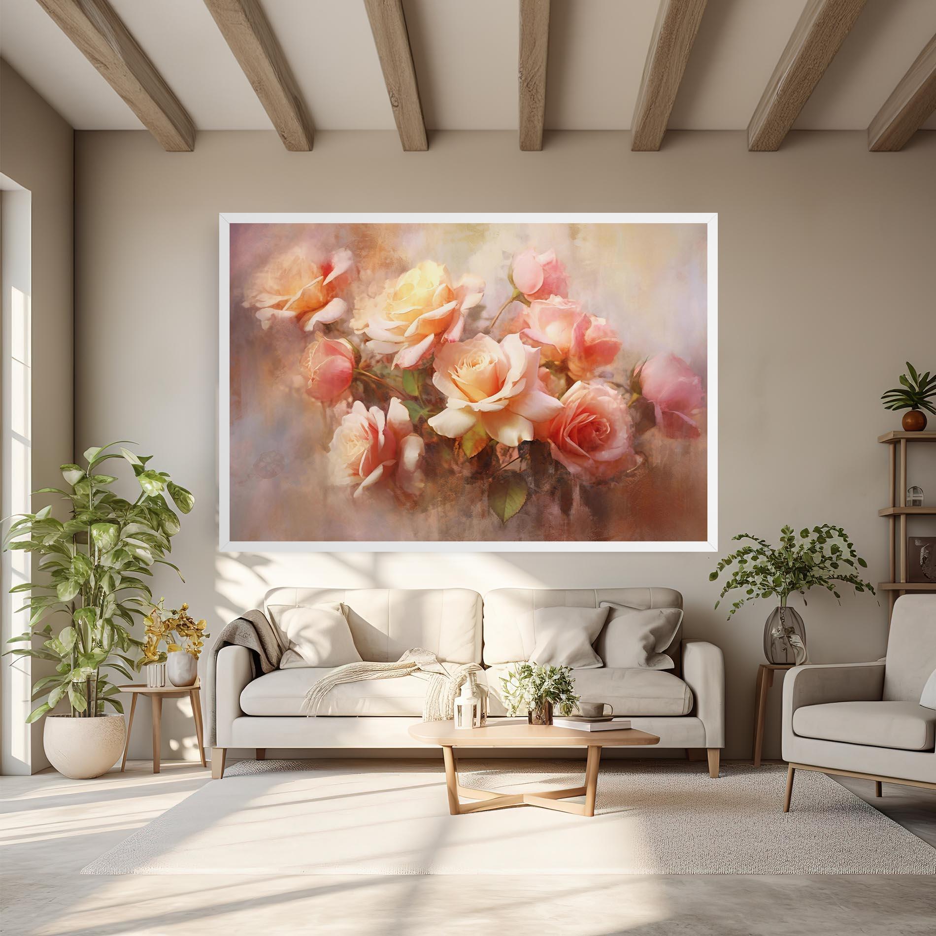 Картина на платно Roses Bouquet Painting mockup 6