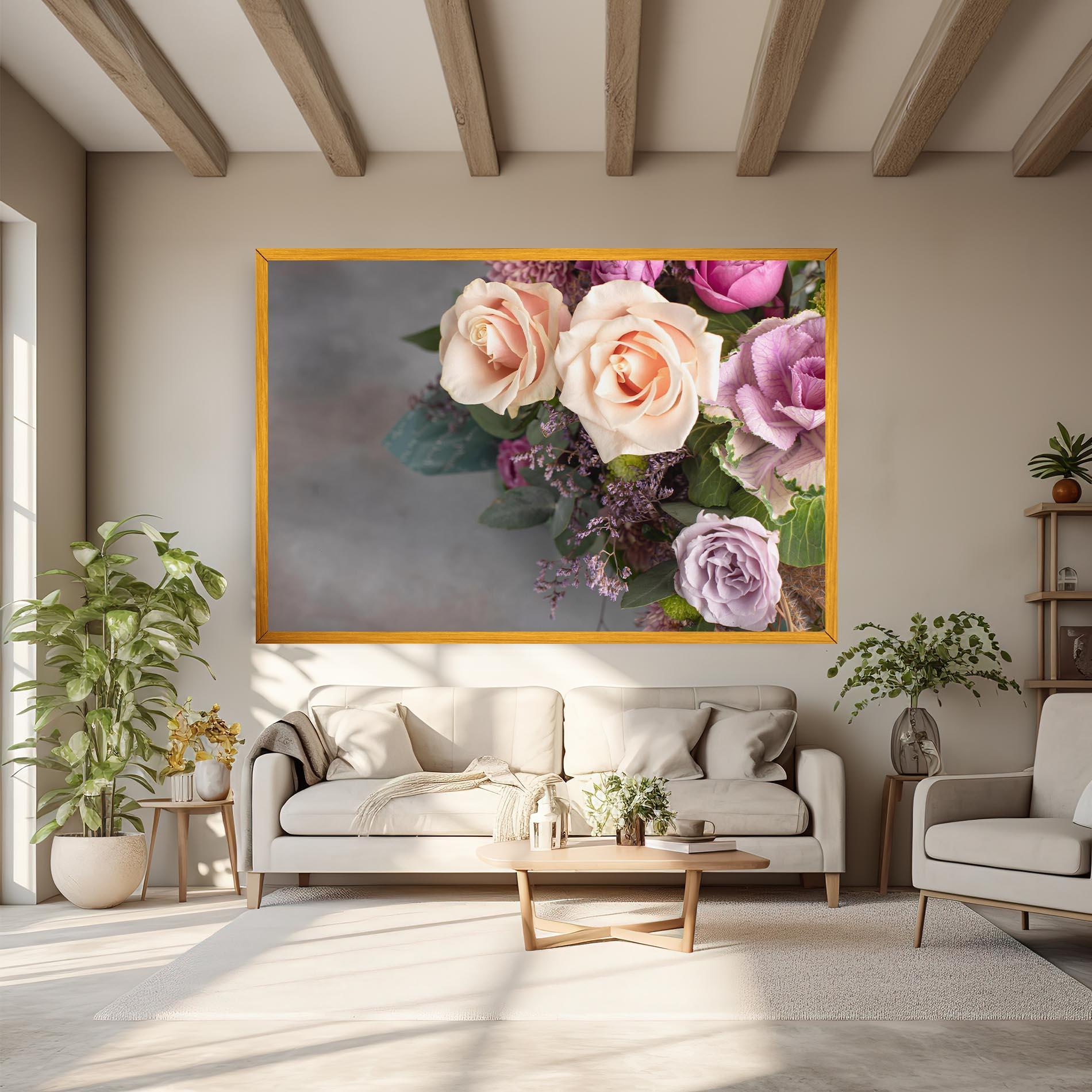 Картина на платно Cream Purple Bouquet mockup 6