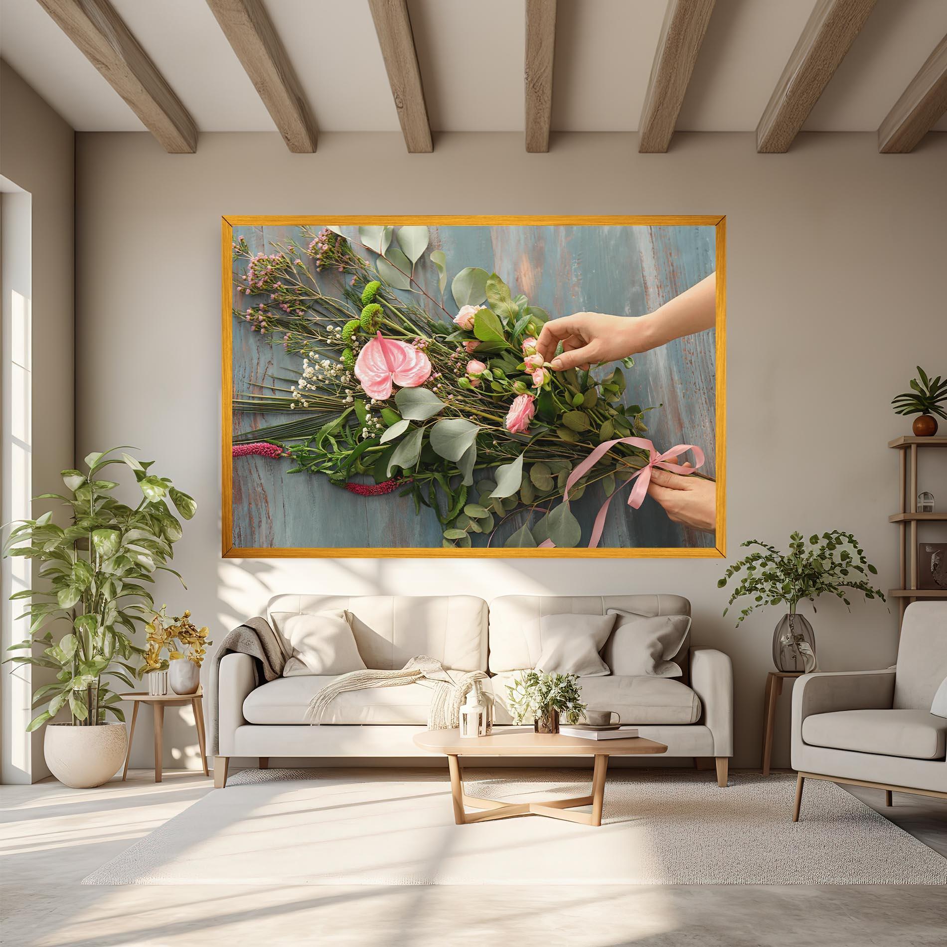 Картина на платно Preparing Bouquet mockup 6