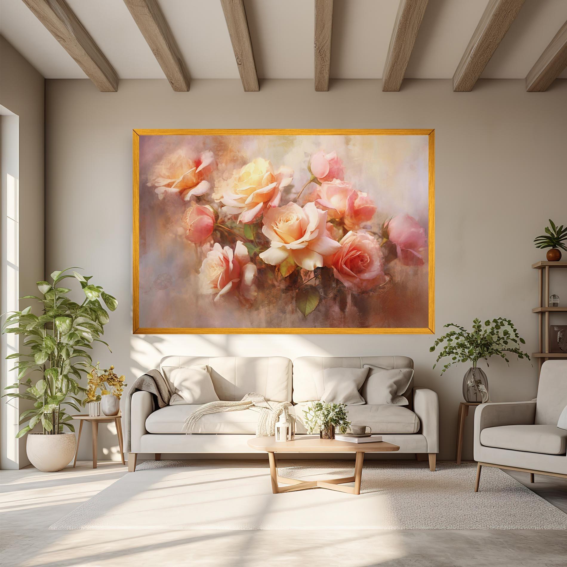 Картина на платно Roses Bouquet Painting mockup 6
