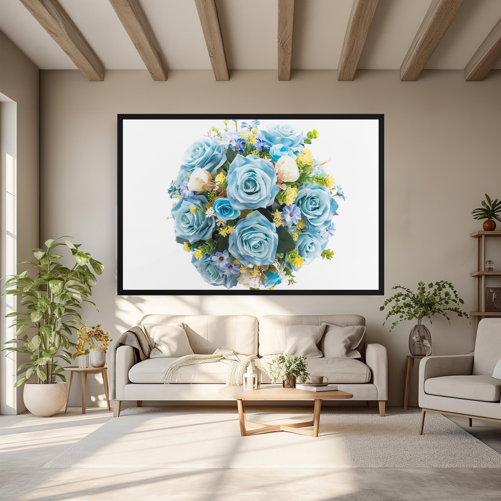 Картина на платно Blue Roses Bouquet mockup 6