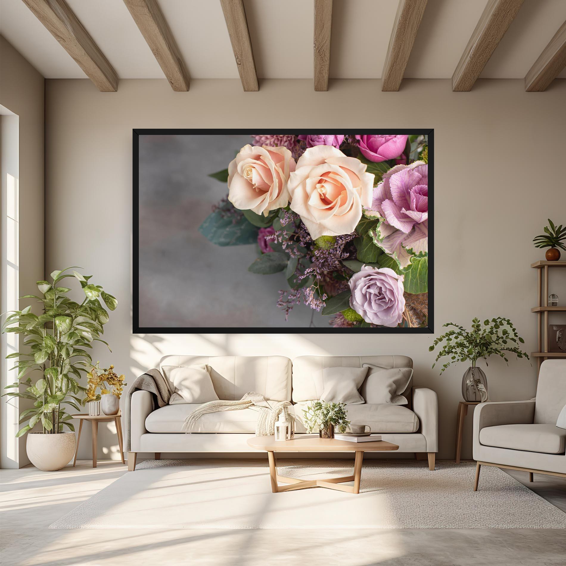 Картина на платно Cream Purple Bouquet mockup 6