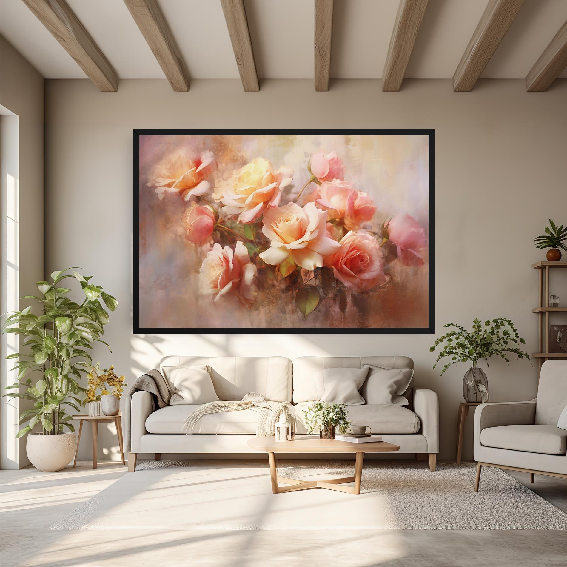 Картина на платно Roses Bouquet Painting mockup 6
