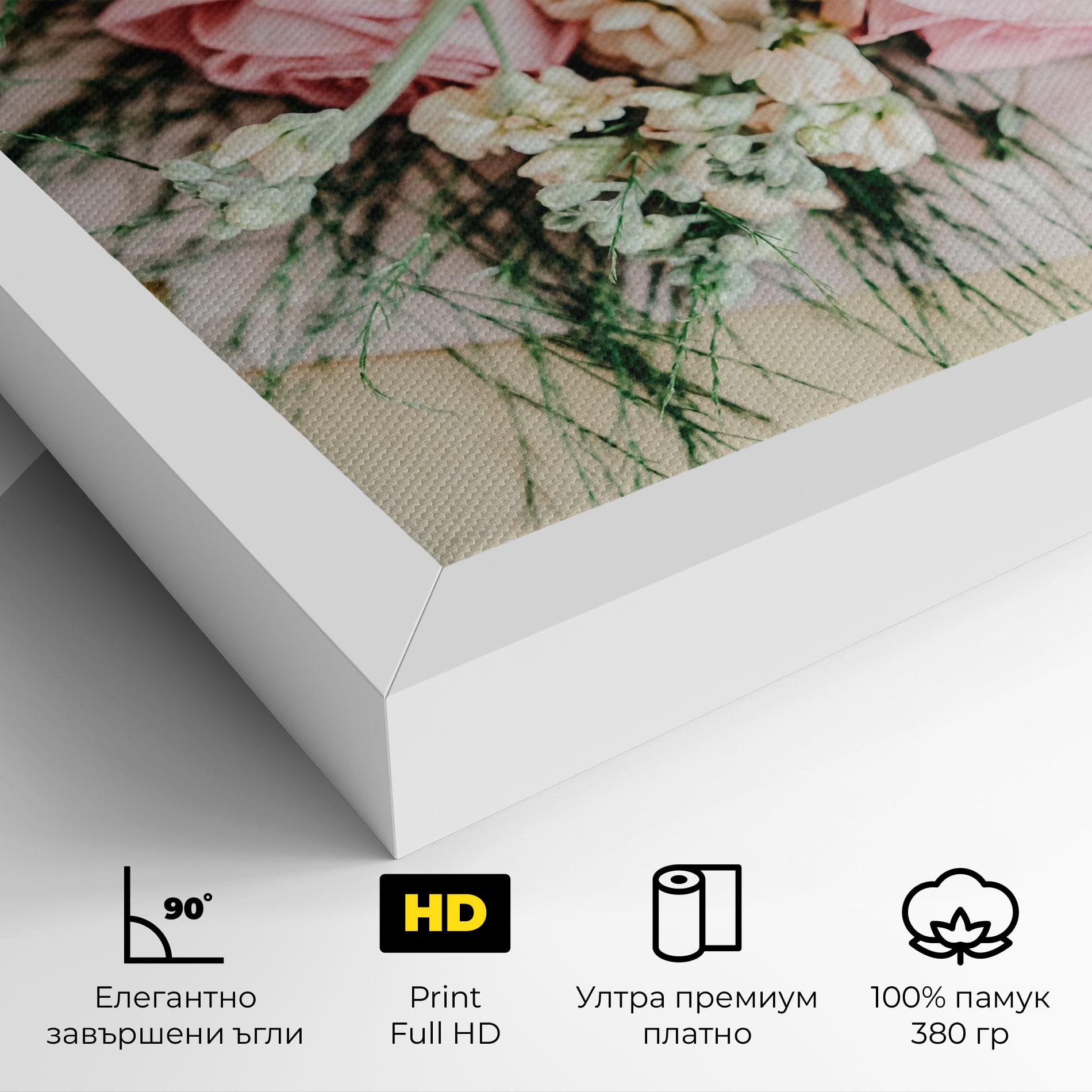 Картина на платно Baby Pink Bouquet mockup 4