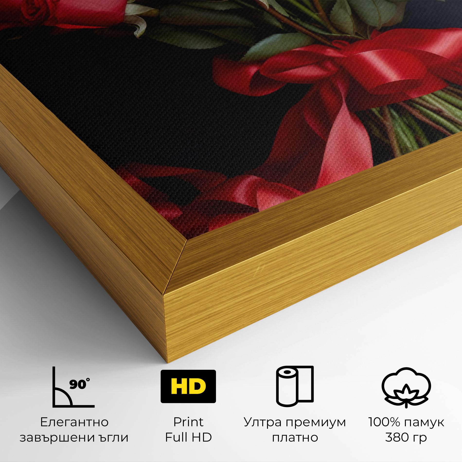 Картина на платно Beautiful Red Roses Bouquet mockup 4