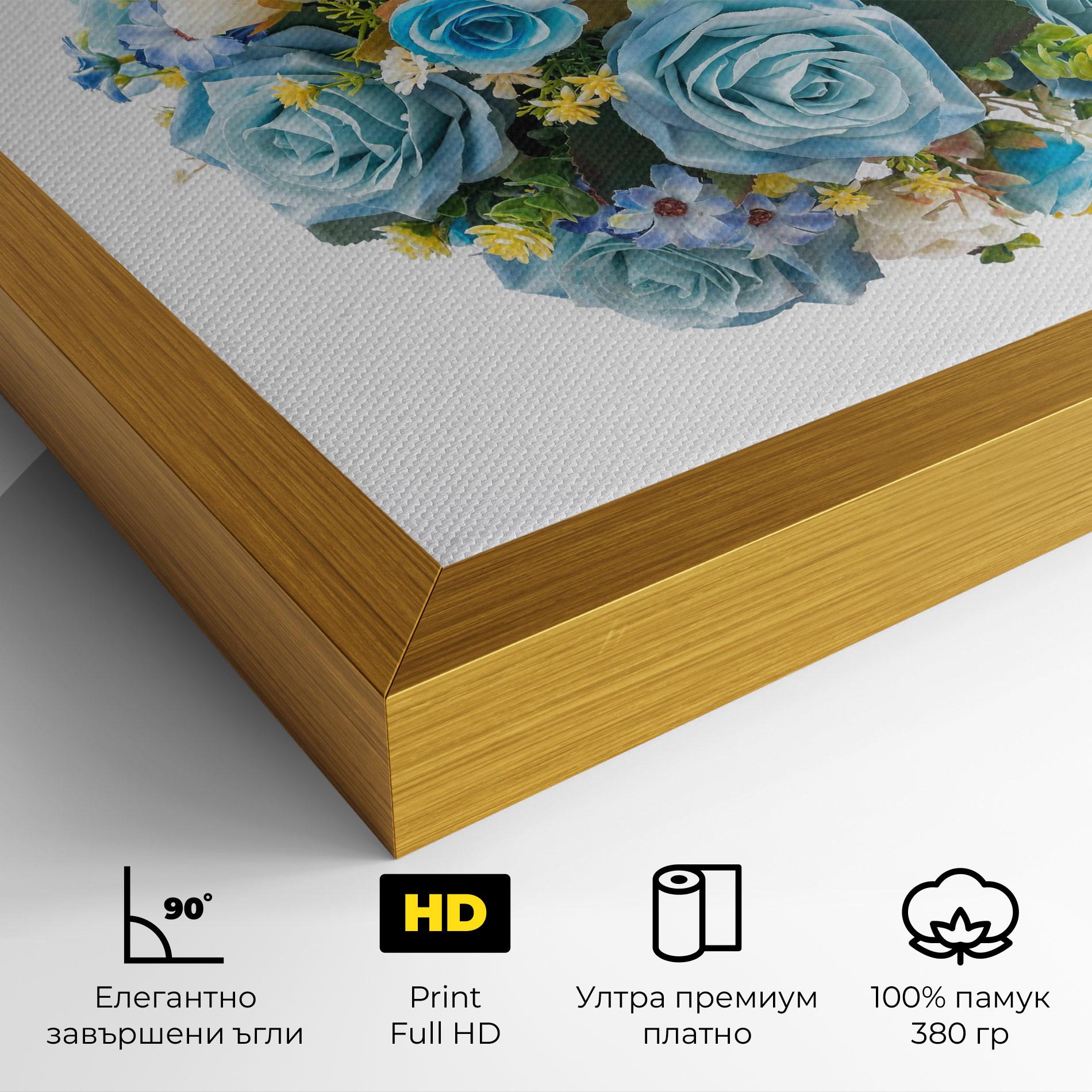 Картина на платно Blue Roses Bouquet mockup 4