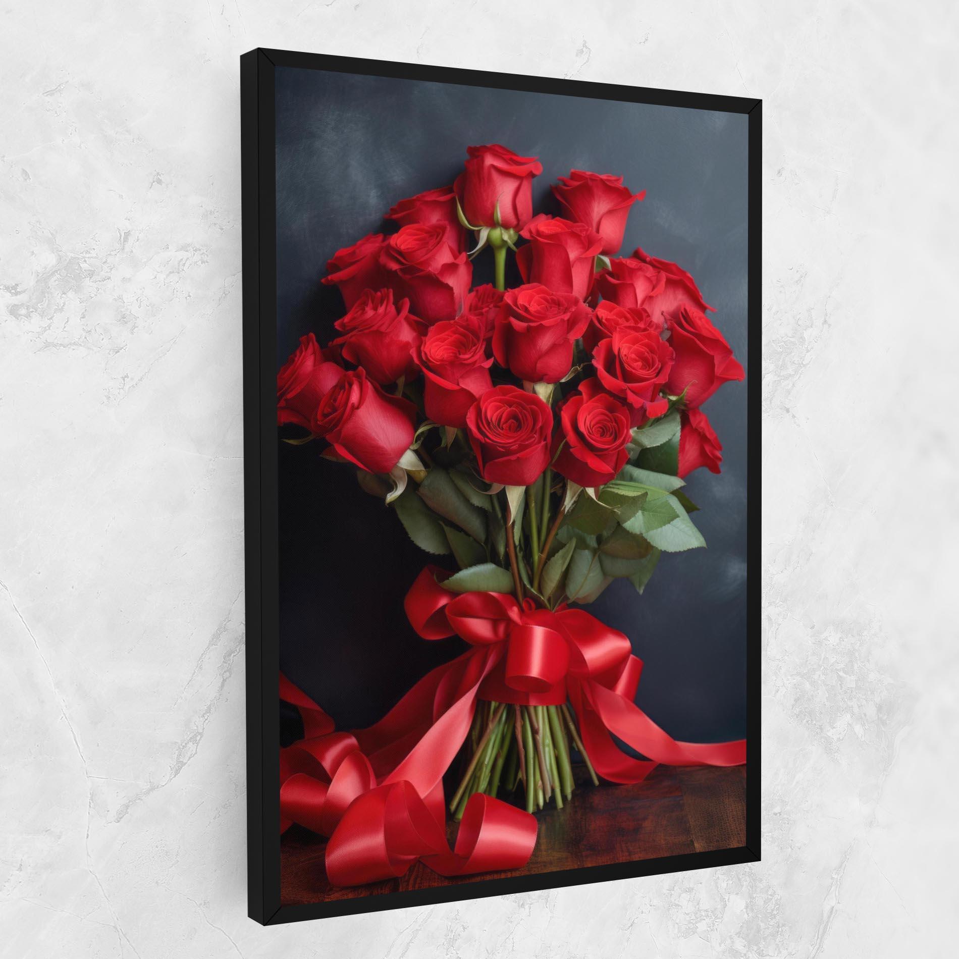 Картина на платно Beautiful Red Roses Bouquet mockup 1