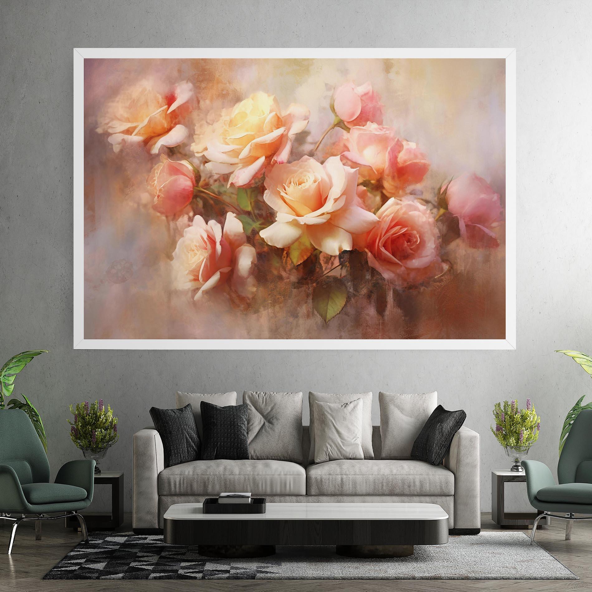Картина на платно Roses Bouquet Painting mockup 7